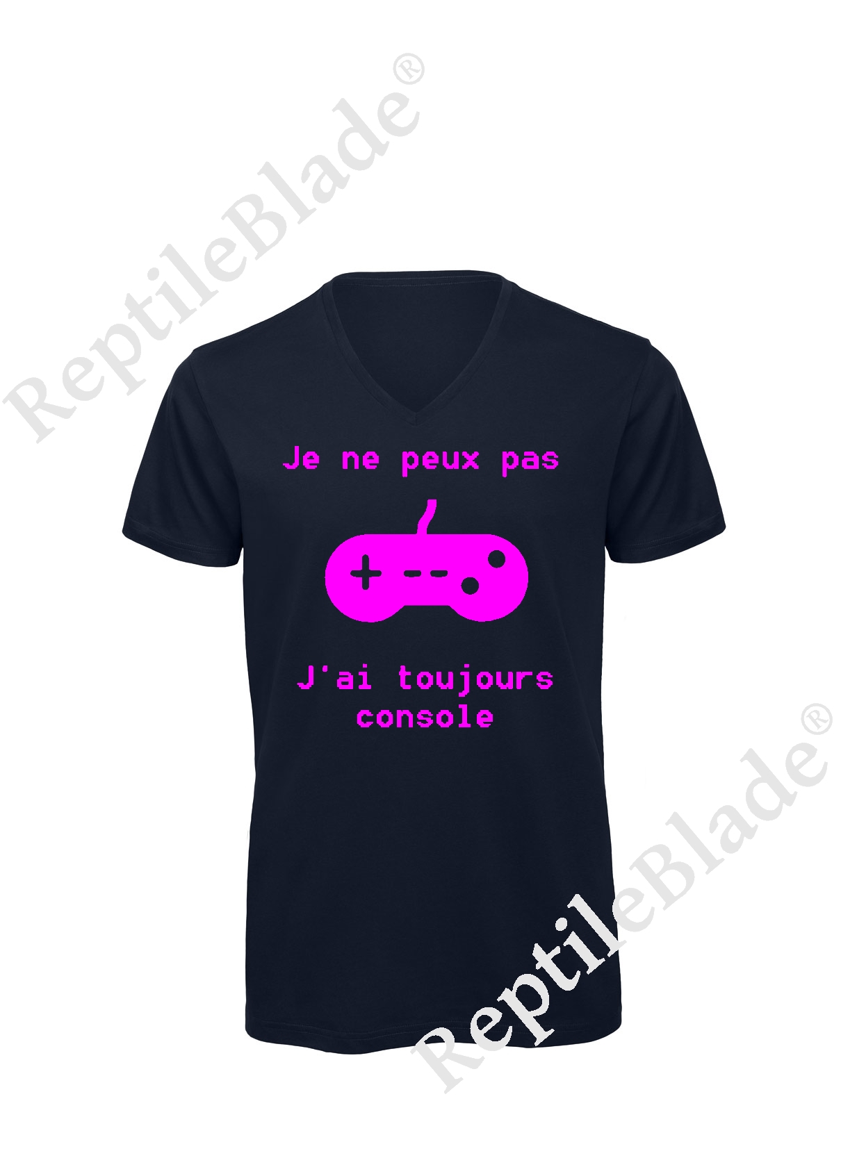 Miniature T-shirt homme col v "Je peux pas j'ai toujours console"