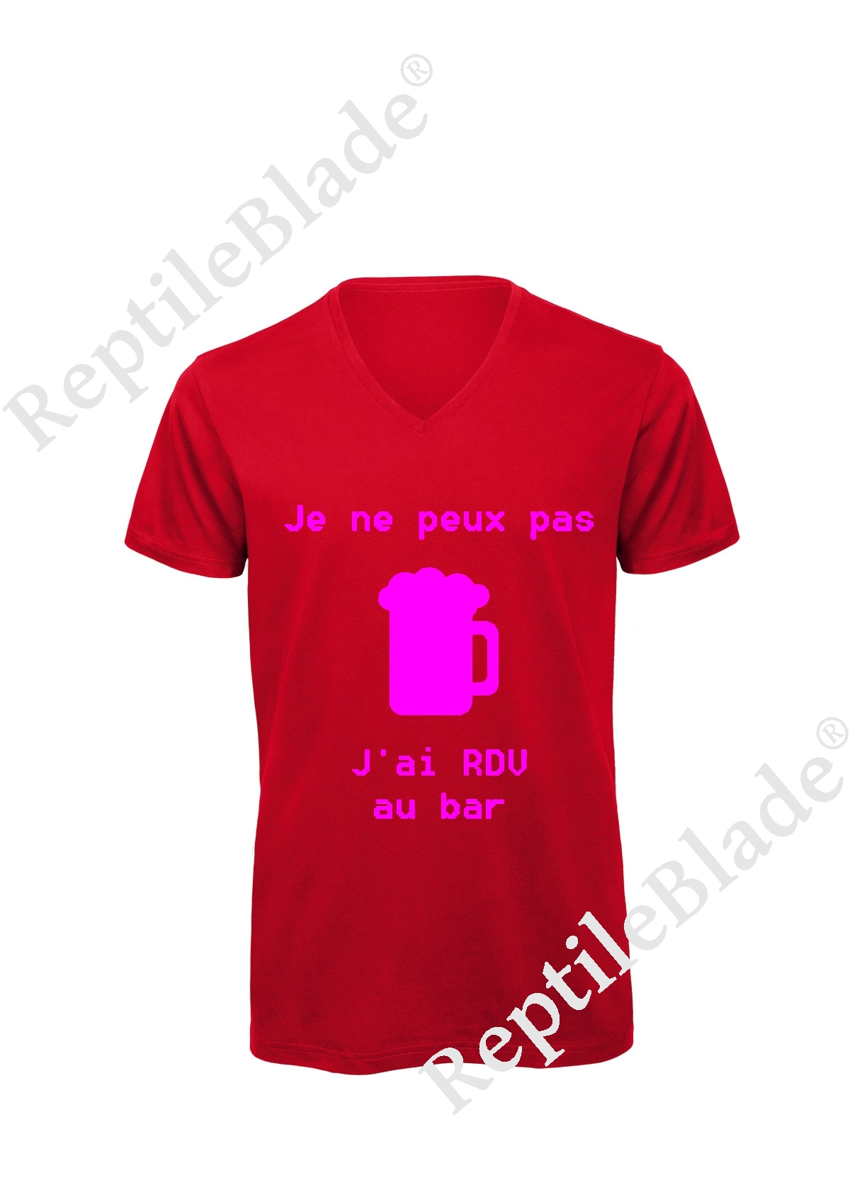 Miniature T-shirt homme col v "Je peux pas j'ai encore rdv au bar"