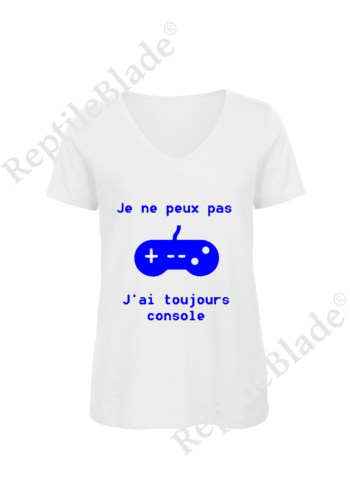 Miniature T-shirt femme col v "Je peux pas j'ai toujours console"