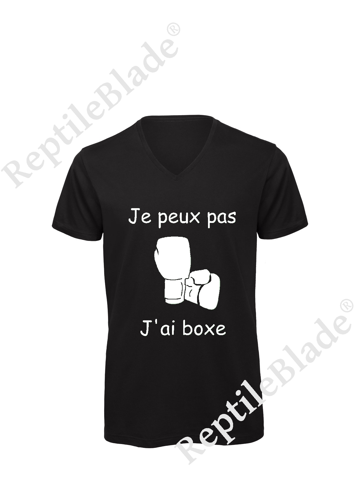 Miniature T-shirt homme col v "Je peux pas j'ai boxe"