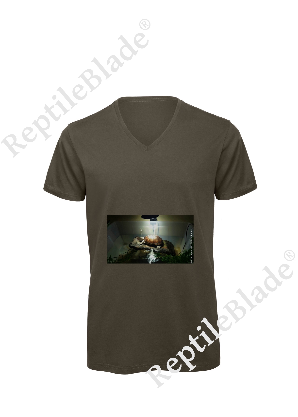 Miniature T-shirt homme col v "Lilo tortues"