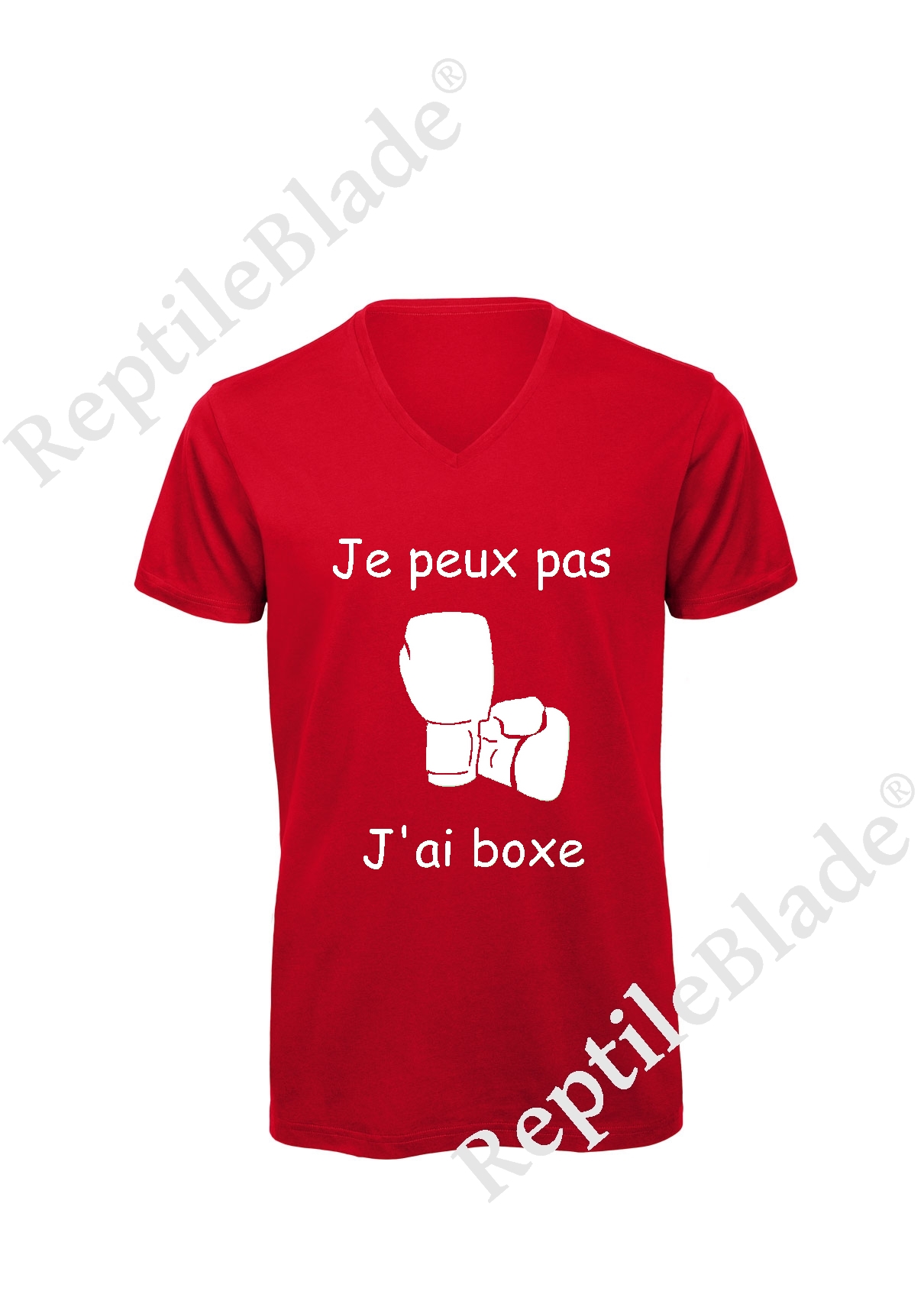 Miniature T-shirt homme col v "Je peux pas j'ai boxe"