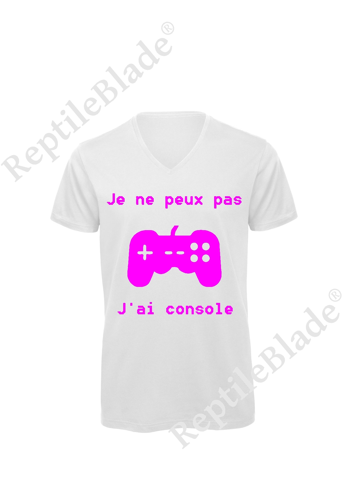 Miniature T-shirt homme col v "Je peux pas j'ai console"
