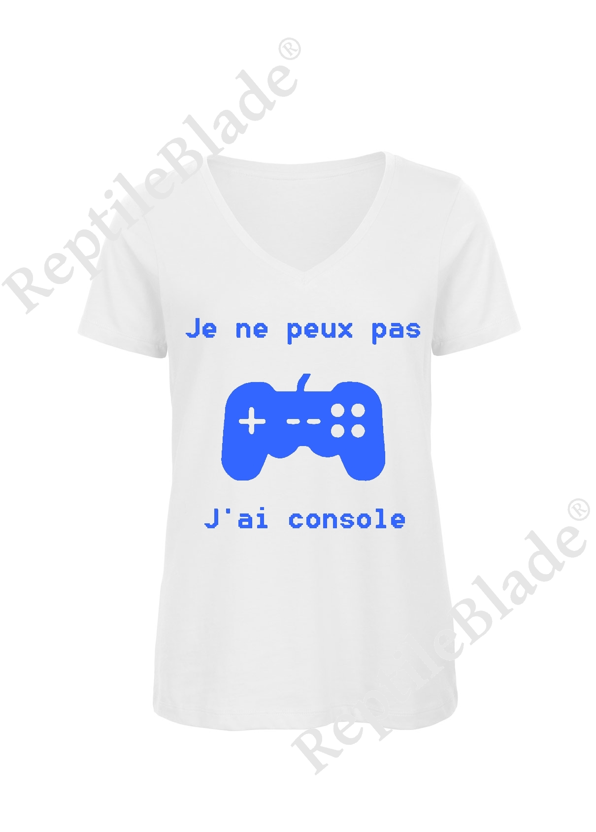 Miniature T-shirt femme col v "Je peux pas j'ai console"
