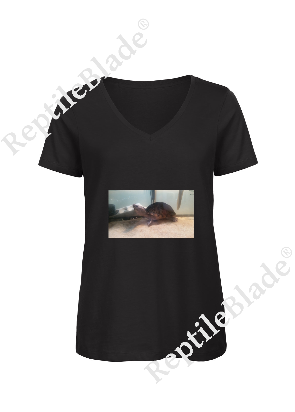Miniature T-shirt femme col v "Lilo tortues"