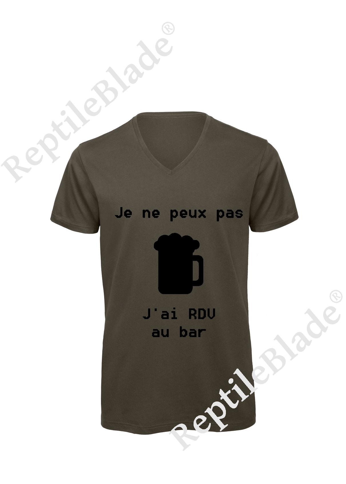 Miniature T-shirt homme col v "Je peux pas j'ai encore rdv au bar"
