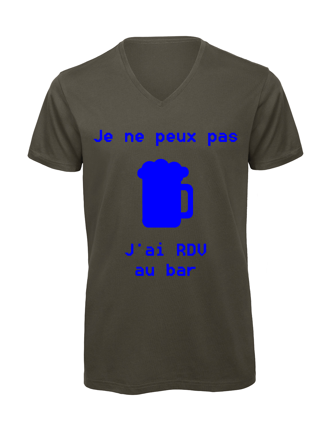 Miniature T-shirt homme col v "Je peux pas j'ai encore rdv au bar"