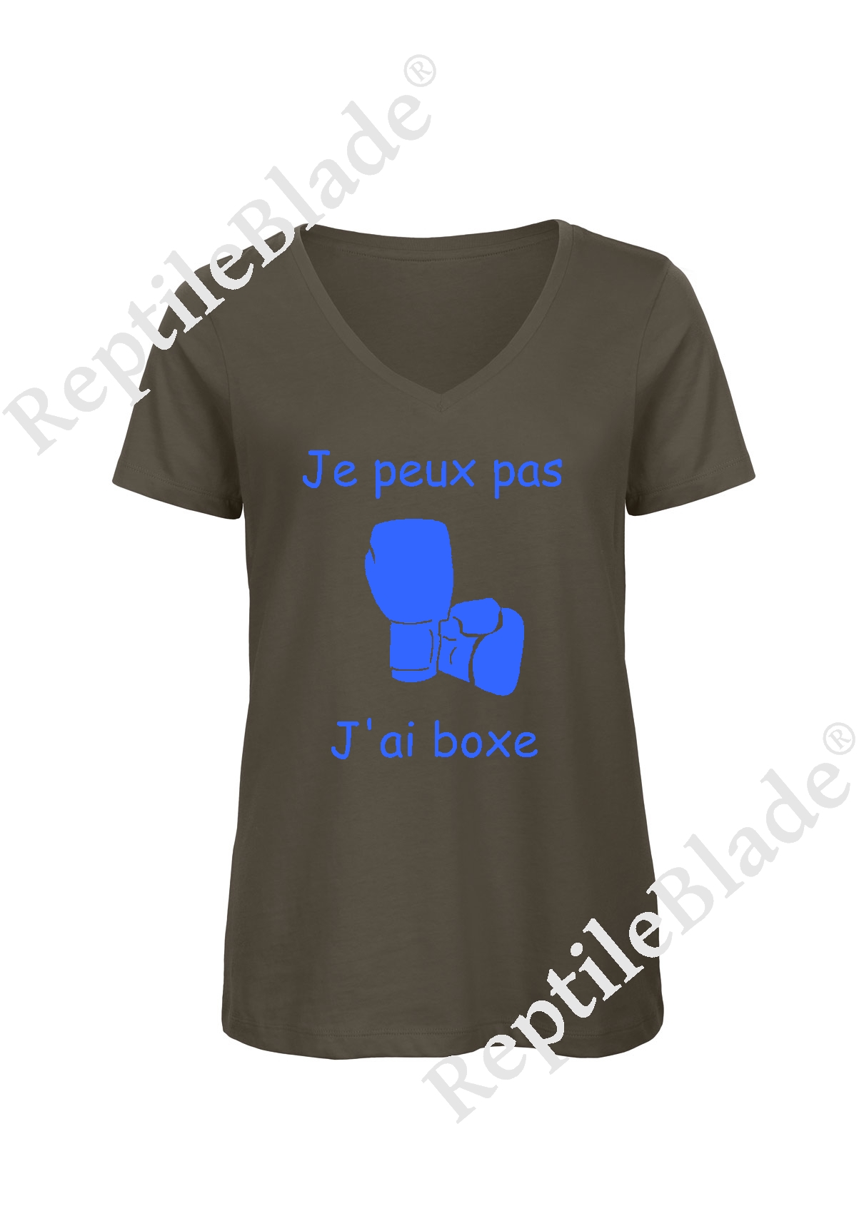 Miniature T-shirt femme col v "Je peux pas j'ai boxe"