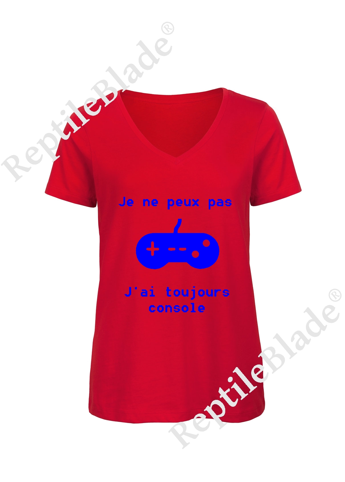 Miniature T-shirt femme col v "Je peux pas j'ai toujours console"