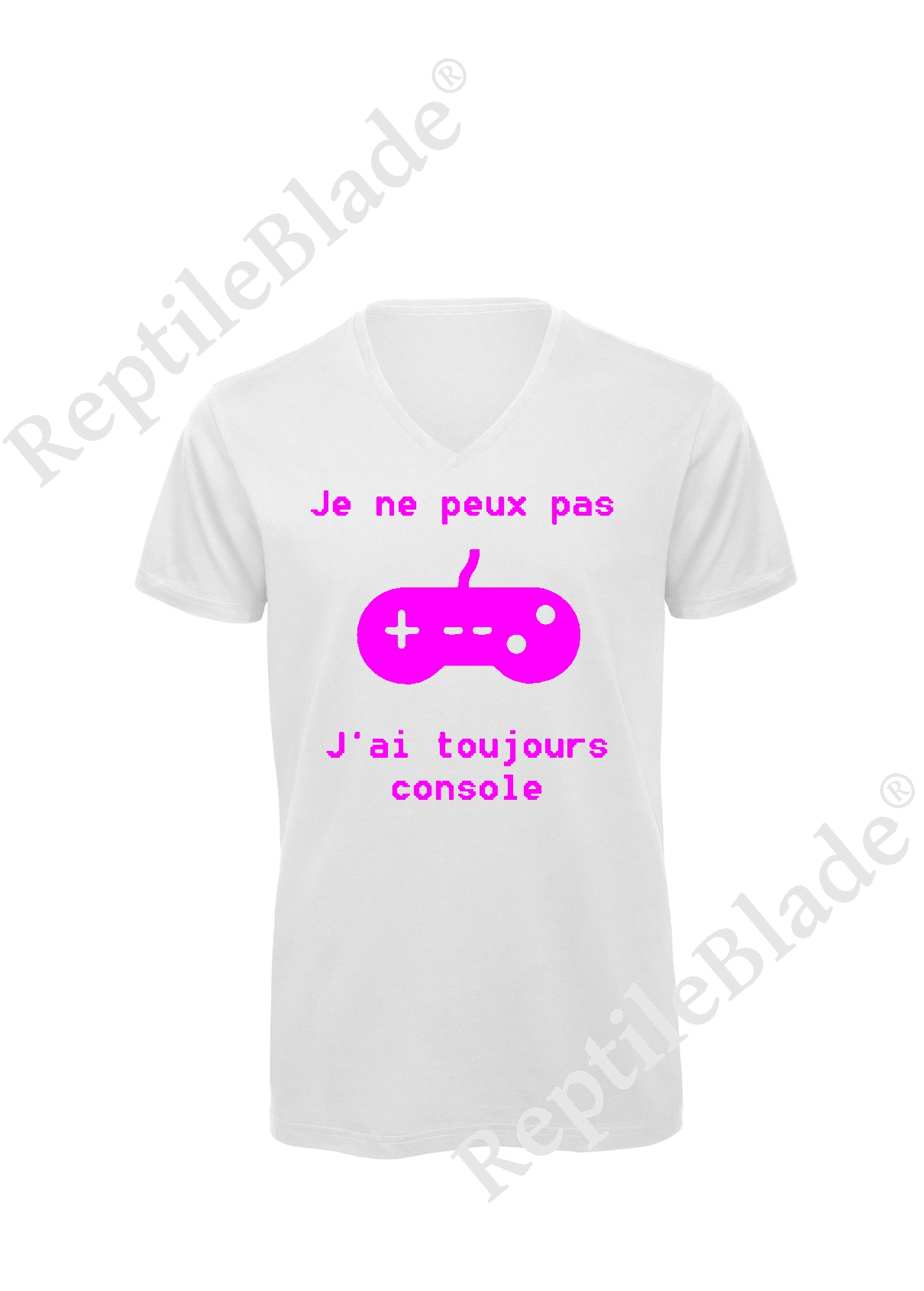 Miniature T-shirt homme col v "Je peux pas j'ai toujours console"