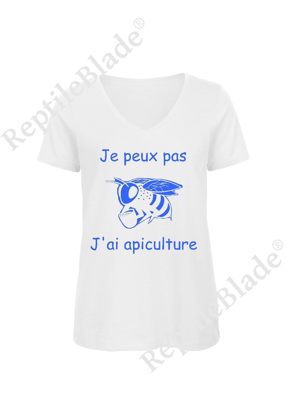 T-shirt femme col v "Je peux pas j'ai apiculture"