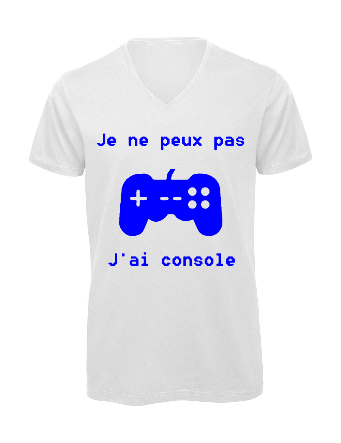 T-shirt homme col v "Je peux pas j'ai console"