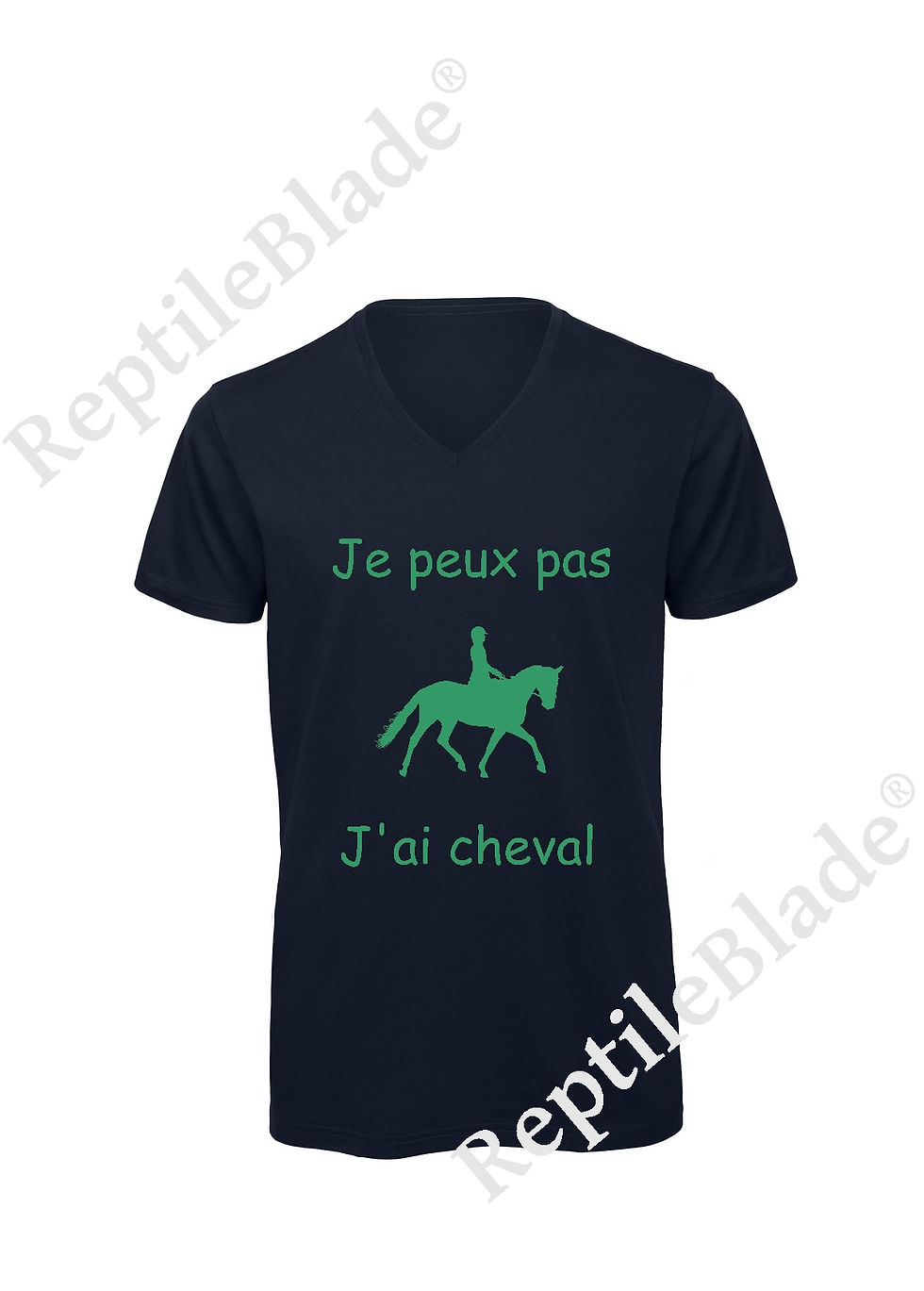 섬네일: T-shirt homme col v "Je peux pas j'ai cheval"