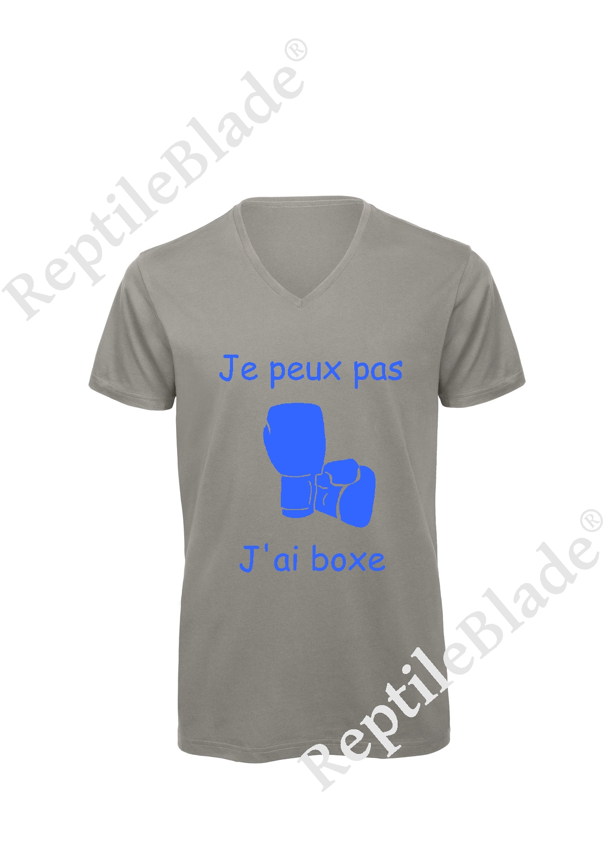 Miniature T-shirt homme col v "Je peux pas j'ai boxe"