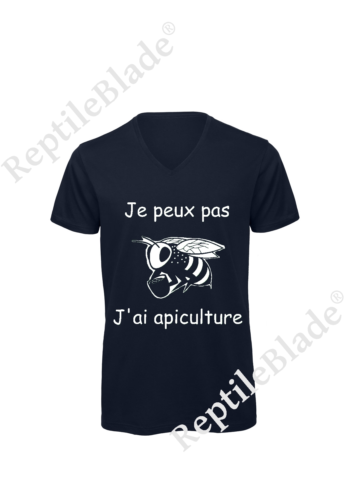 Miniature T-shirt homme col v "Je peux pas j'ai apiculture"