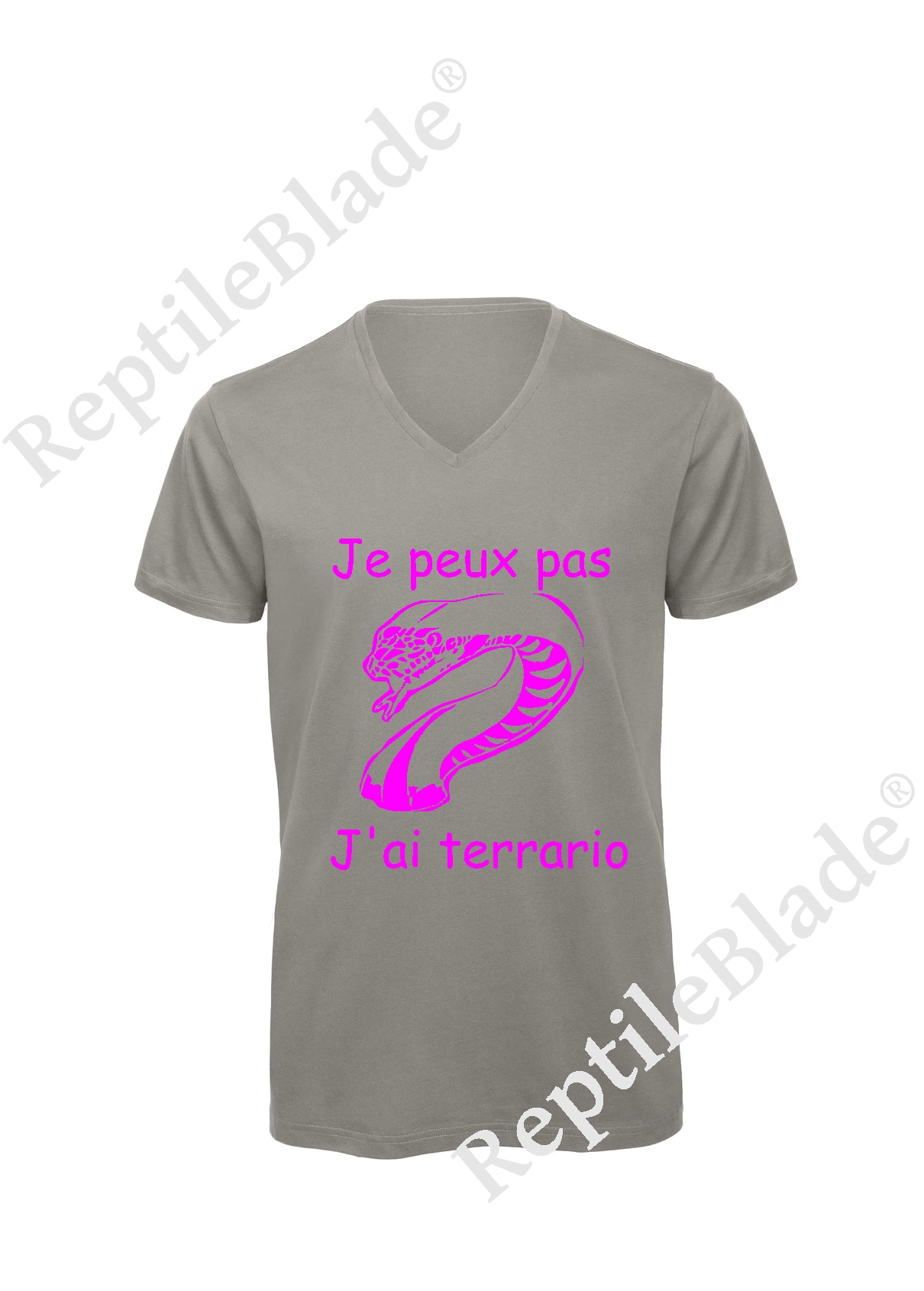 Miniature T-shirt homme col v "Je peux pas j'ai terrario"