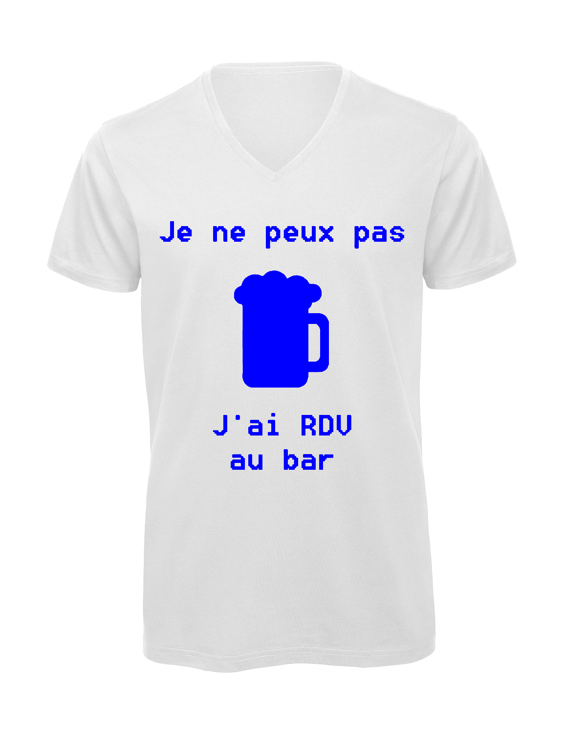 T-shirt homme col v "Je peux pas j'ai encore rdv au bar"