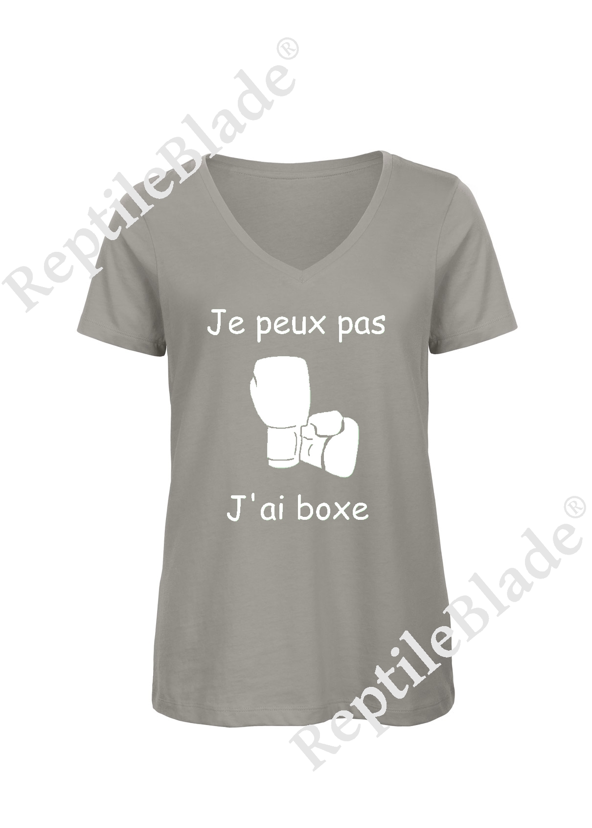 Miniature T-shirt femme col v "Je peux pas j'ai boxe"