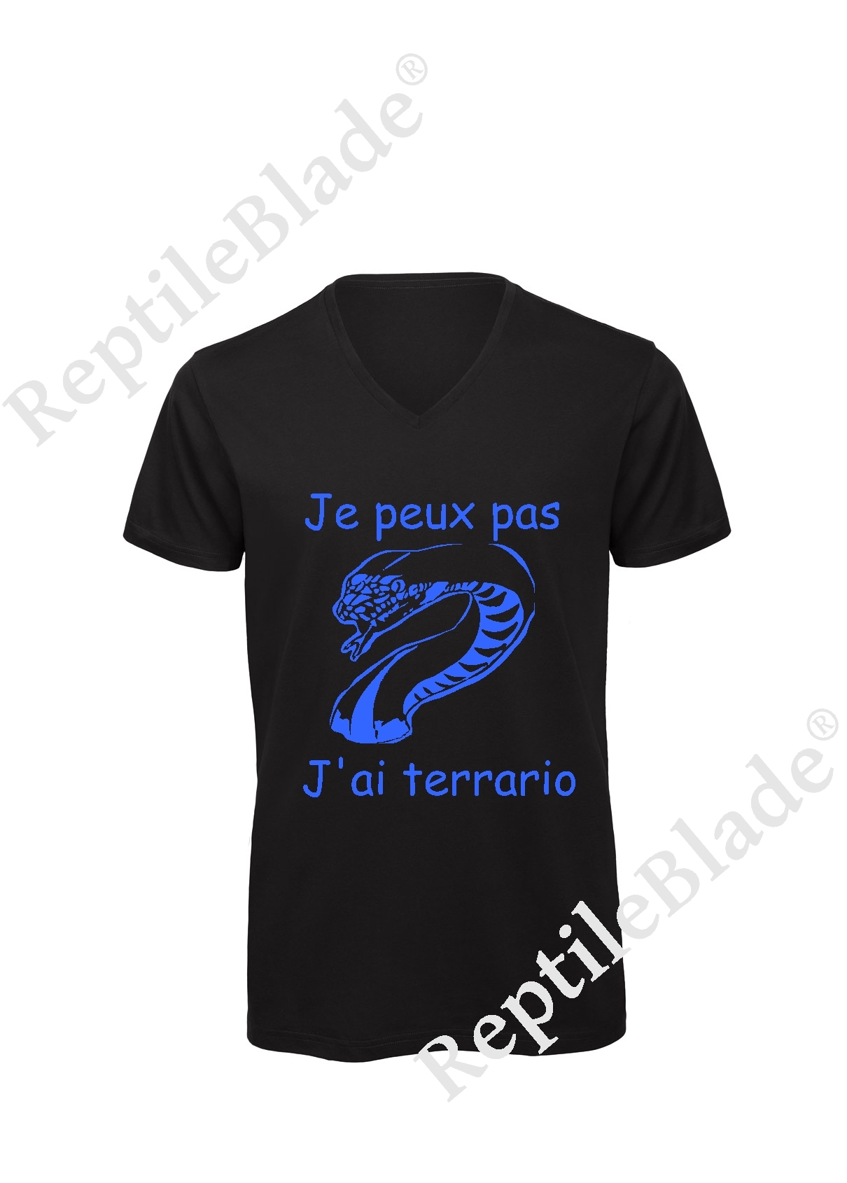 Miniature T-shirt homme col v "Je peux pas j'ai terrario"