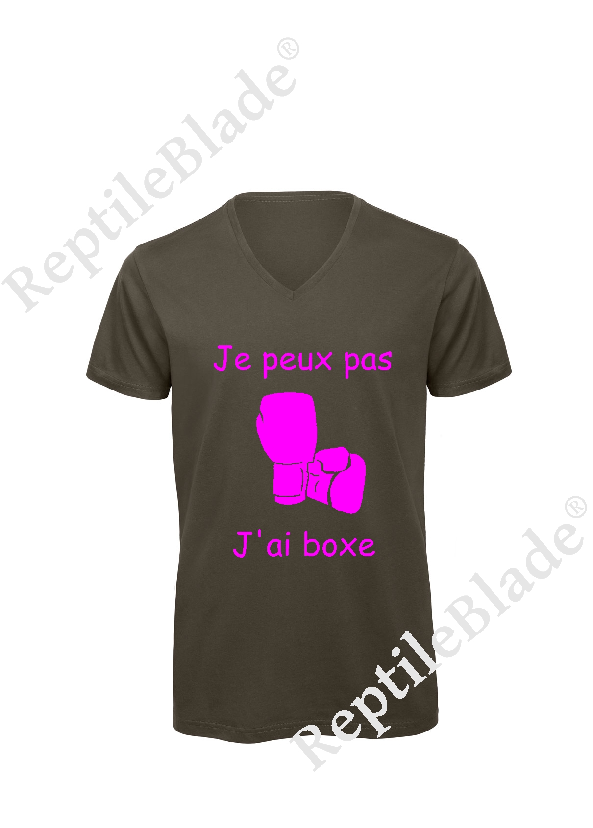 Miniature T-shirt homme col v "Je peux pas j'ai boxe"