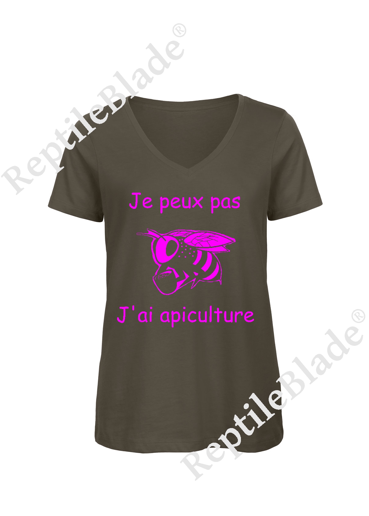 T-shirt femme col v "Je peux pas j'ai apiculture"