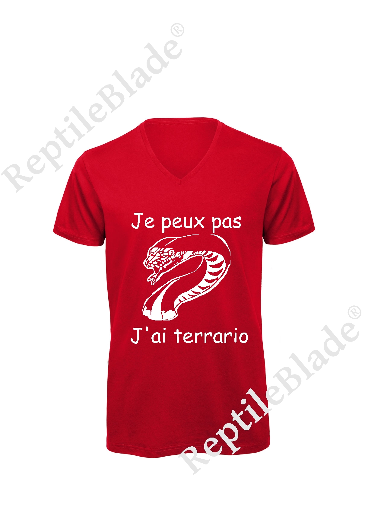 Miniature T-shirt homme col v "Je peux pas j'ai terrario"
