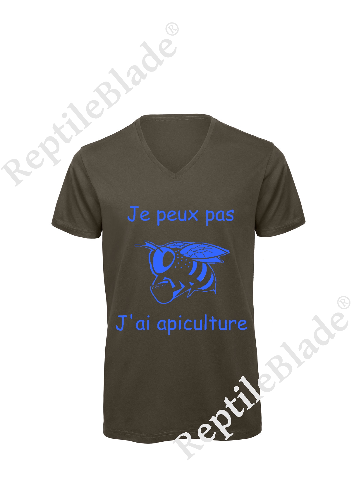 Miniature T-shirt homme col v "Je peux pas j'ai apiculture"