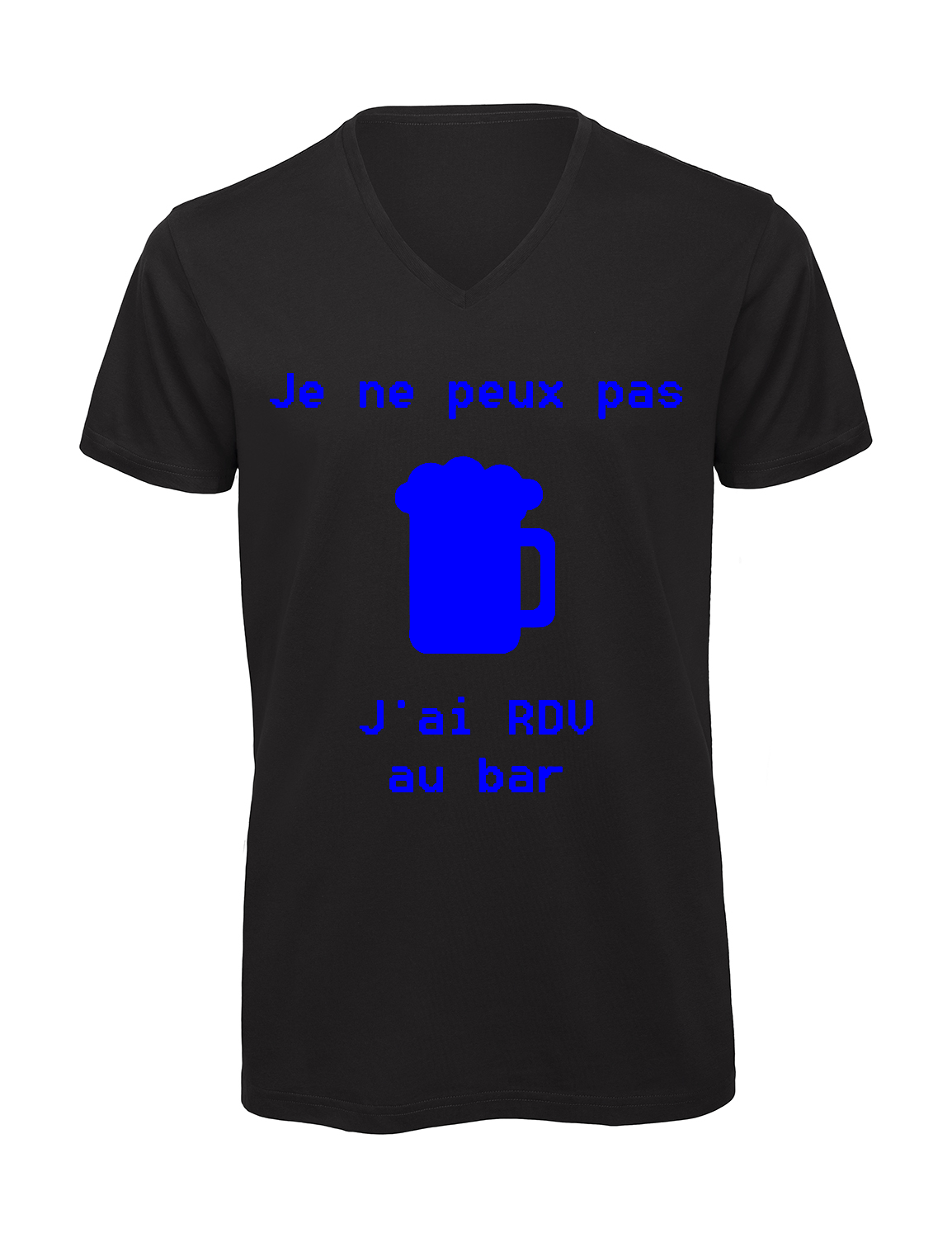 Miniature T-shirt homme col v "Je peux pas j'ai encore rdv au bar"