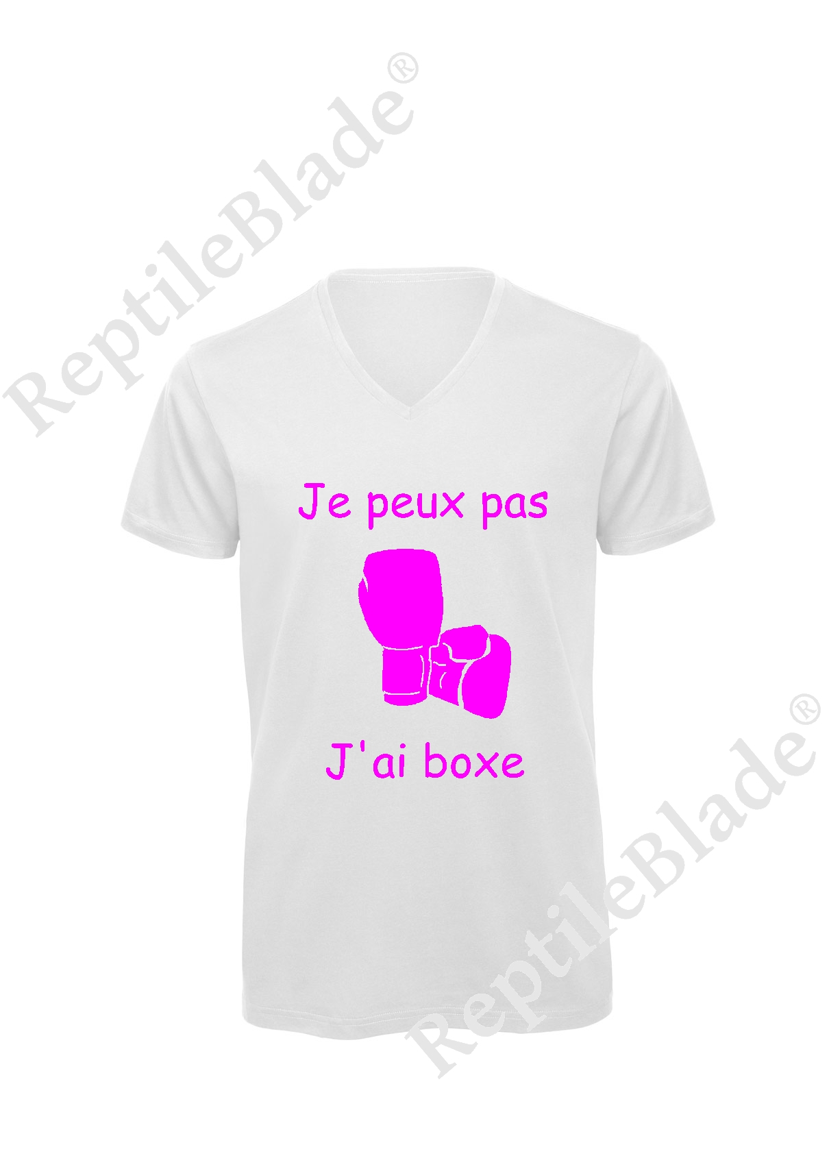 Miniature T-shirt homme col v "Je peux pas j'ai boxe"