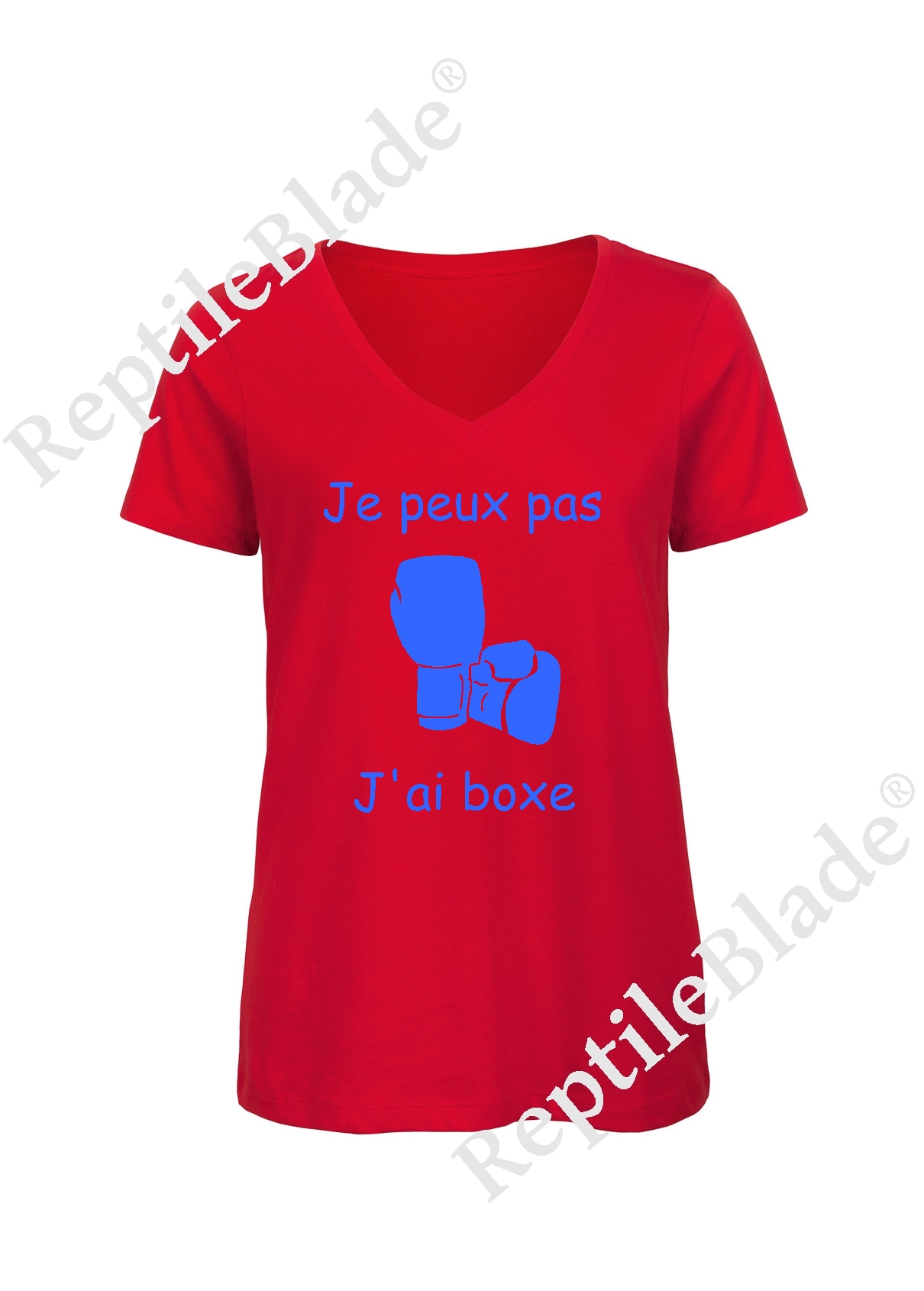 Miniature T-shirt femme col v "Je peux pas j'ai boxe"
