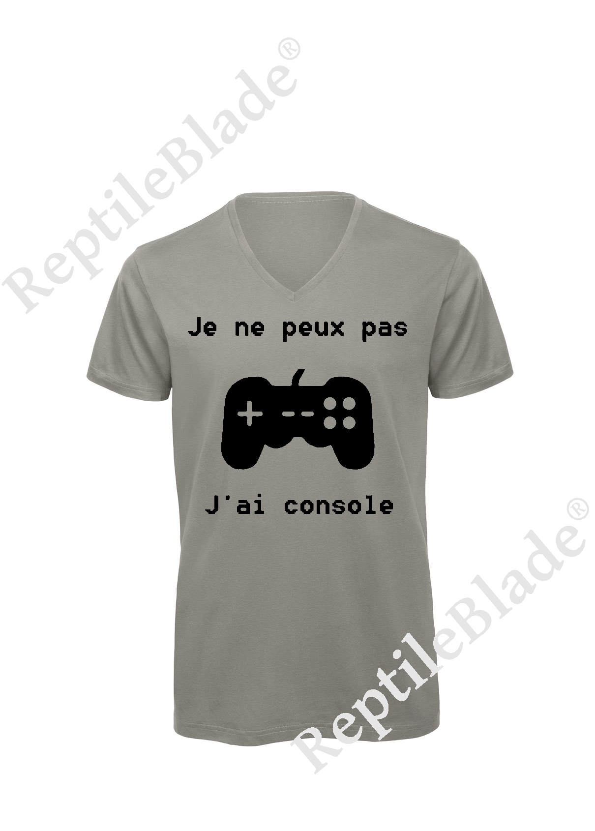 Miniature T-shirt homme col v "Je peux pas j'ai console"