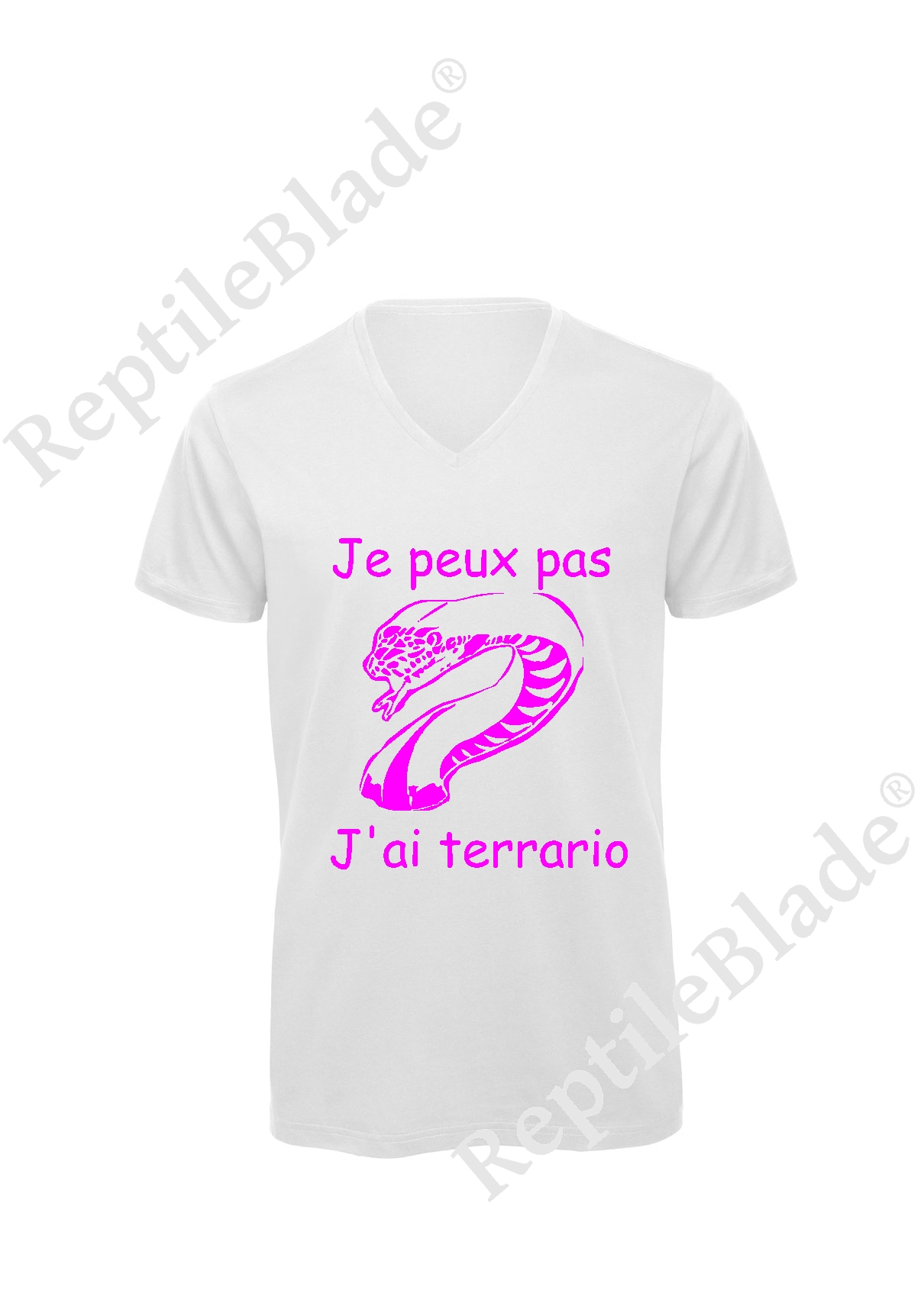 Miniature T-shirt homme col v "Je peux pas j'ai terrario"