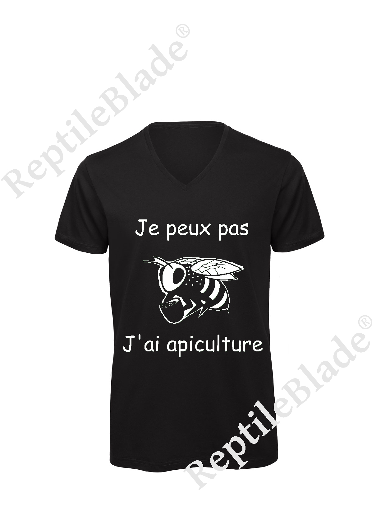 Miniature T-shirt homme col v "Je peux pas j'ai apiculture"