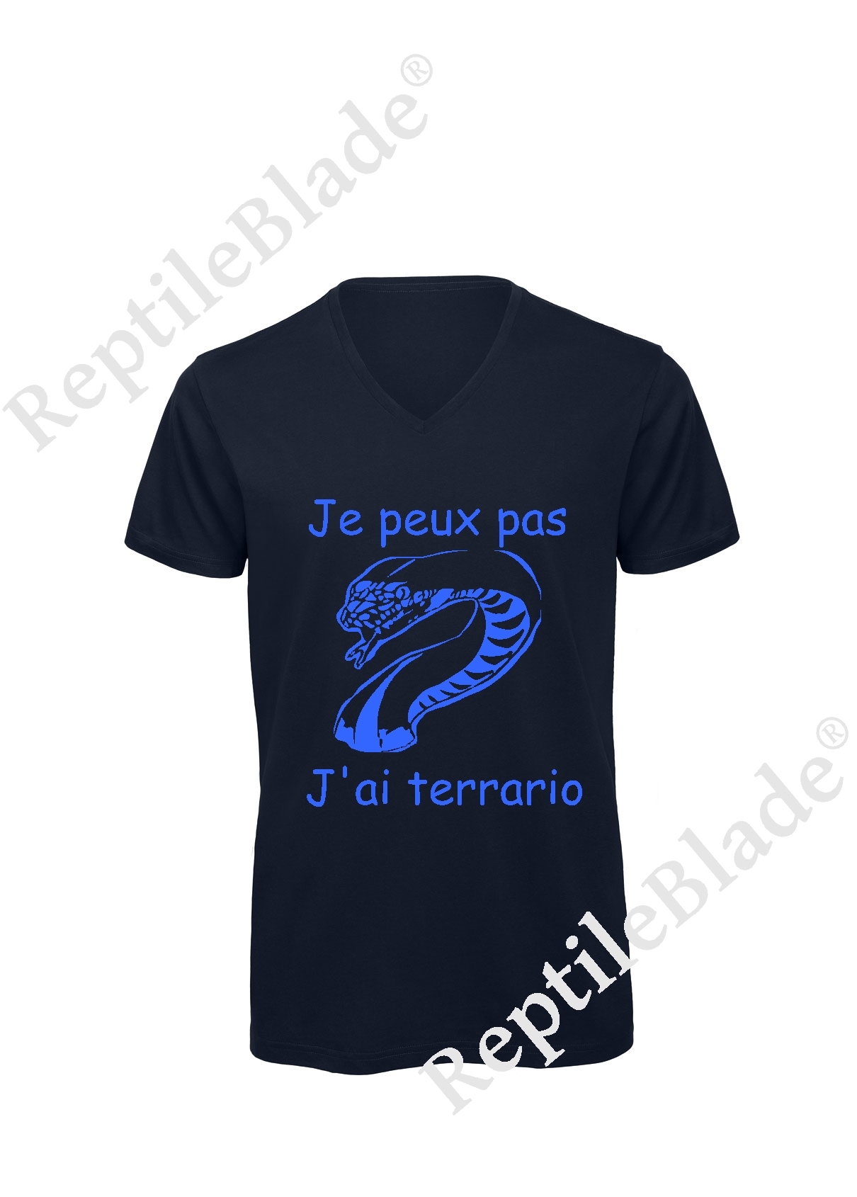 Miniature T-shirt homme col v "Je peux pas j'ai terrario"