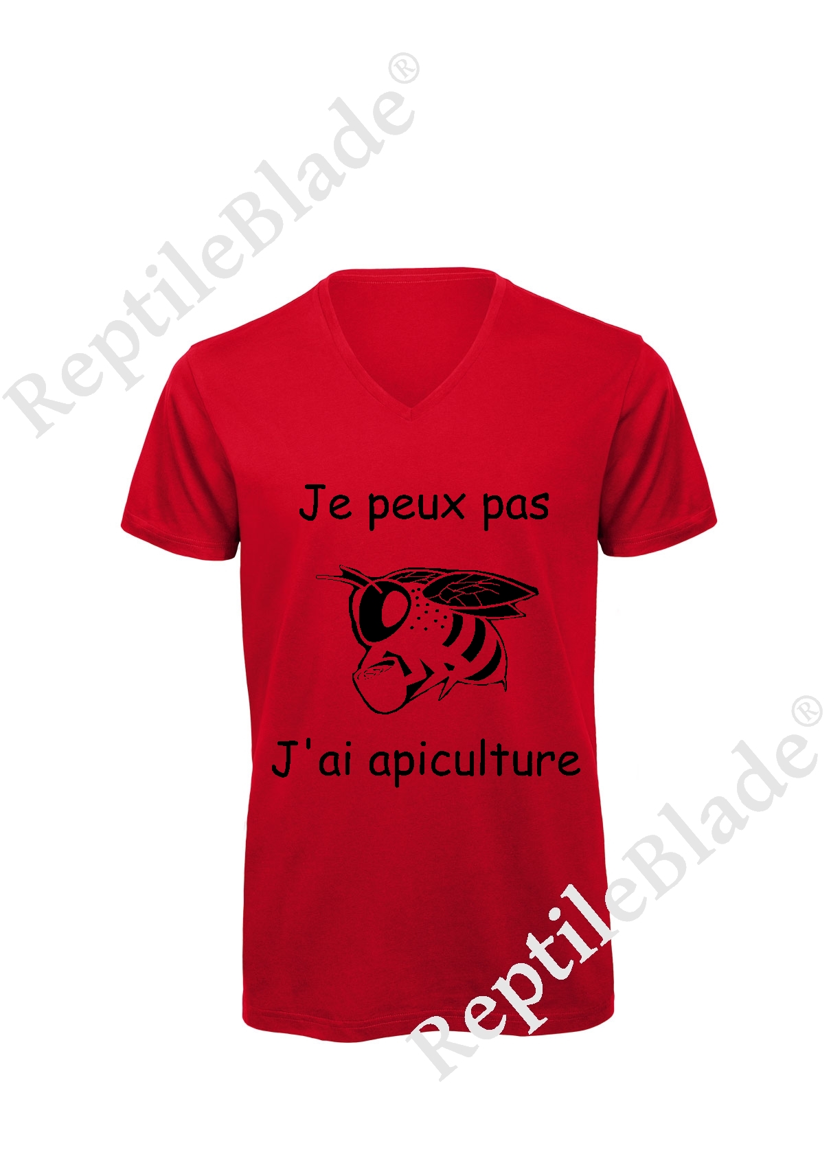 Miniature T-shirt homme col v "Je peux pas j'ai apiculture"