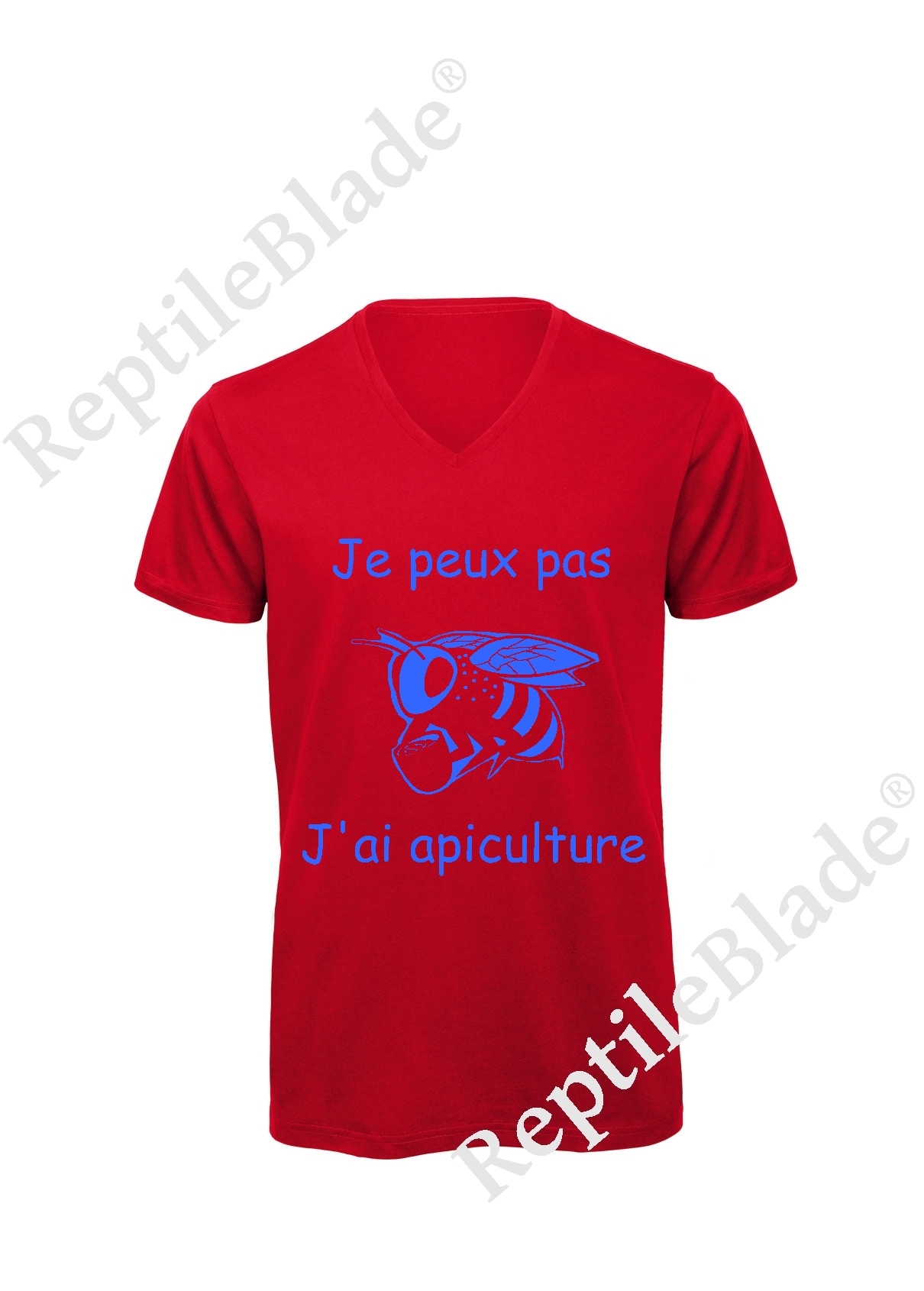 Miniature T-shirt homme col v "Je peux pas j'ai apiculture"