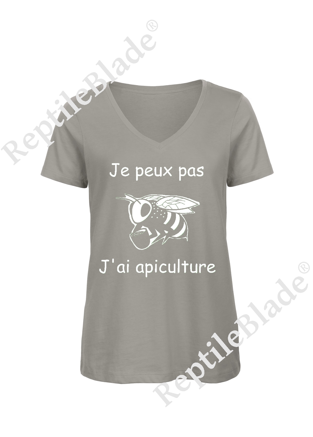 Miniature T-shirt femme col v "Je peux pas j'ai apiculture"