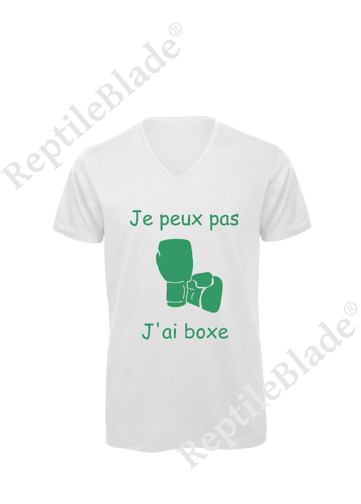 Miniature T-shirt homme col v "Je peux pas j'ai boxe"