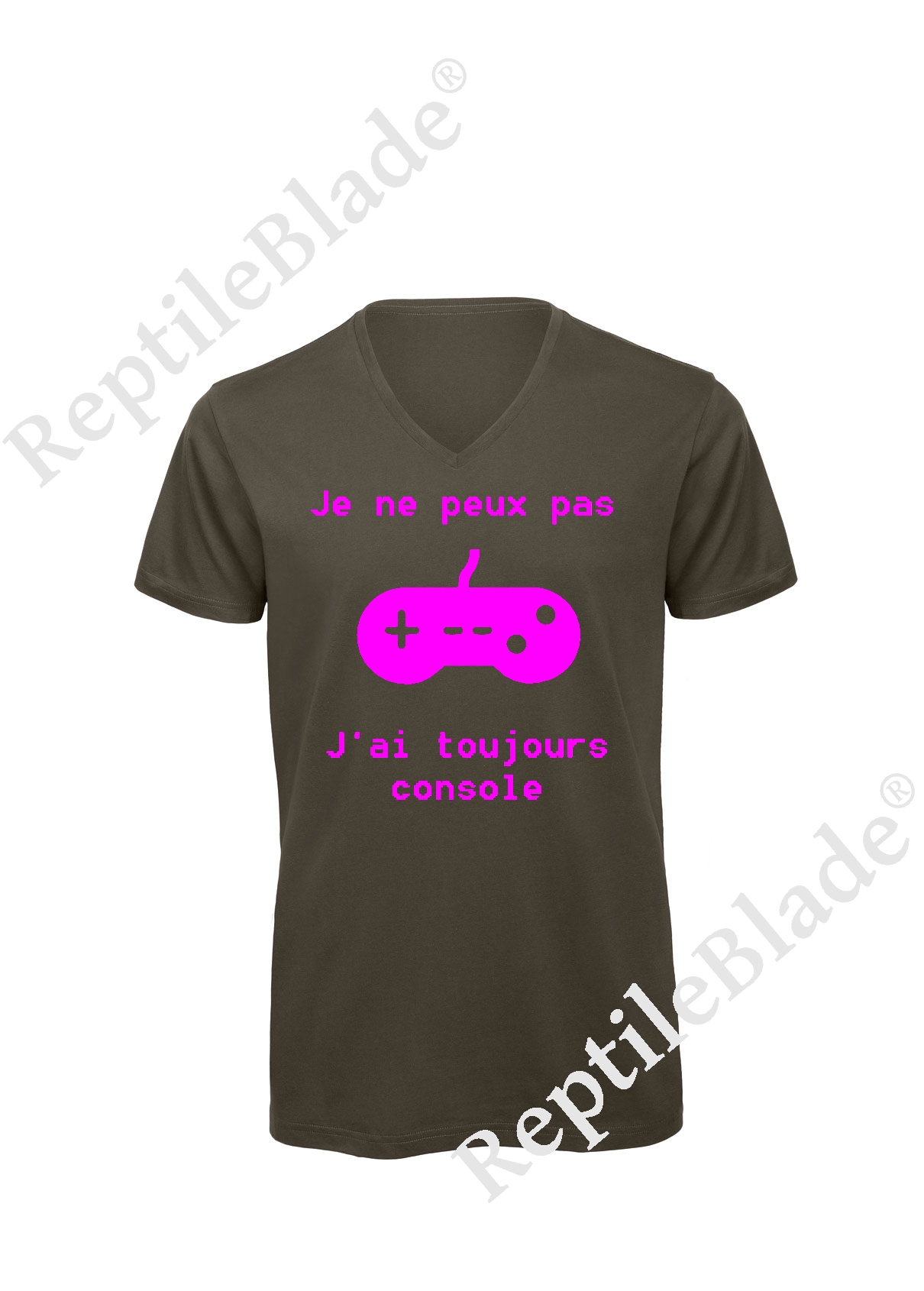 Miniature T-shirt homme col v "Je peux pas j'ai toujours console"