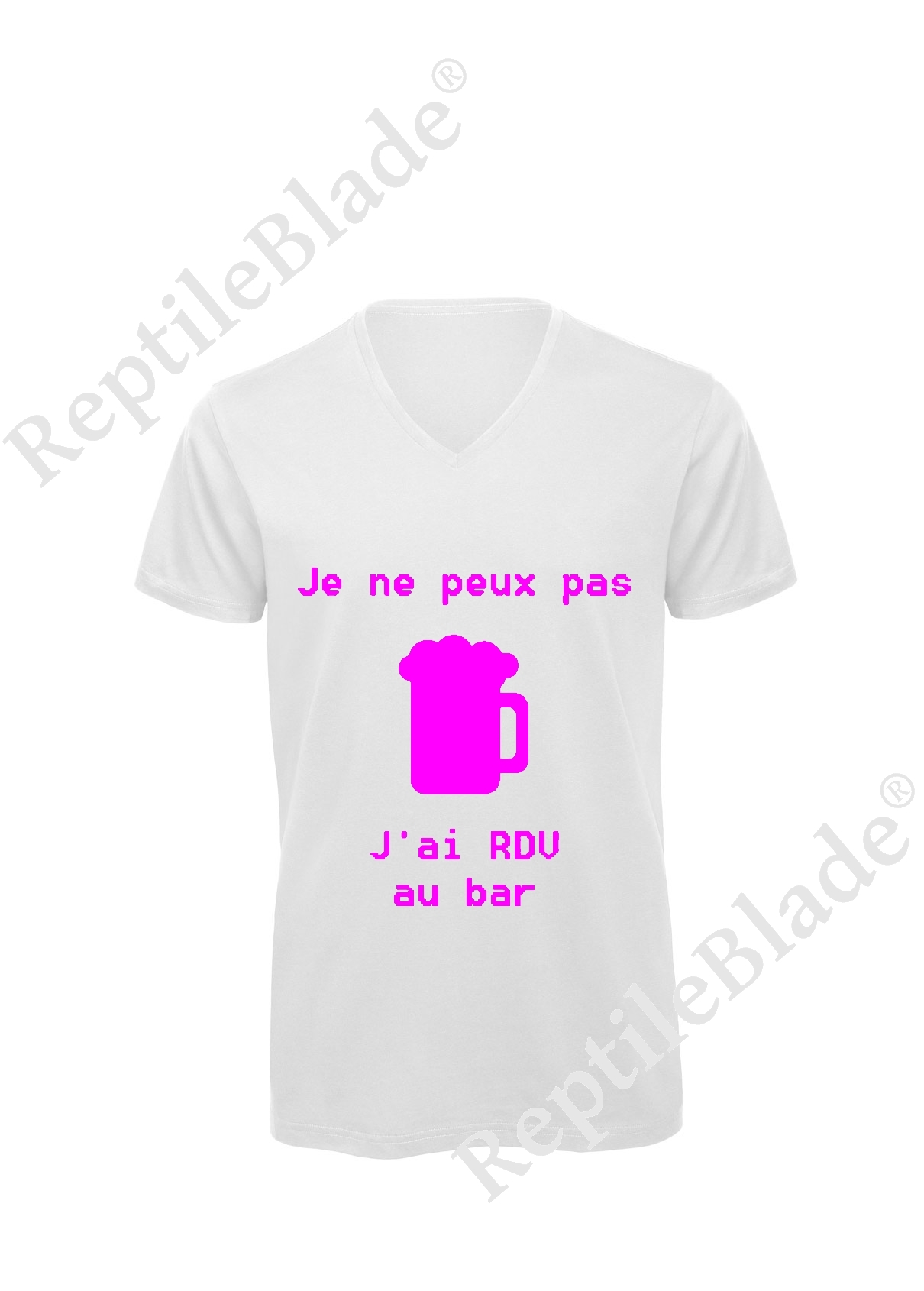 Miniature T-shirt homme col v "Je peux pas j'ai encore rdv au bar"