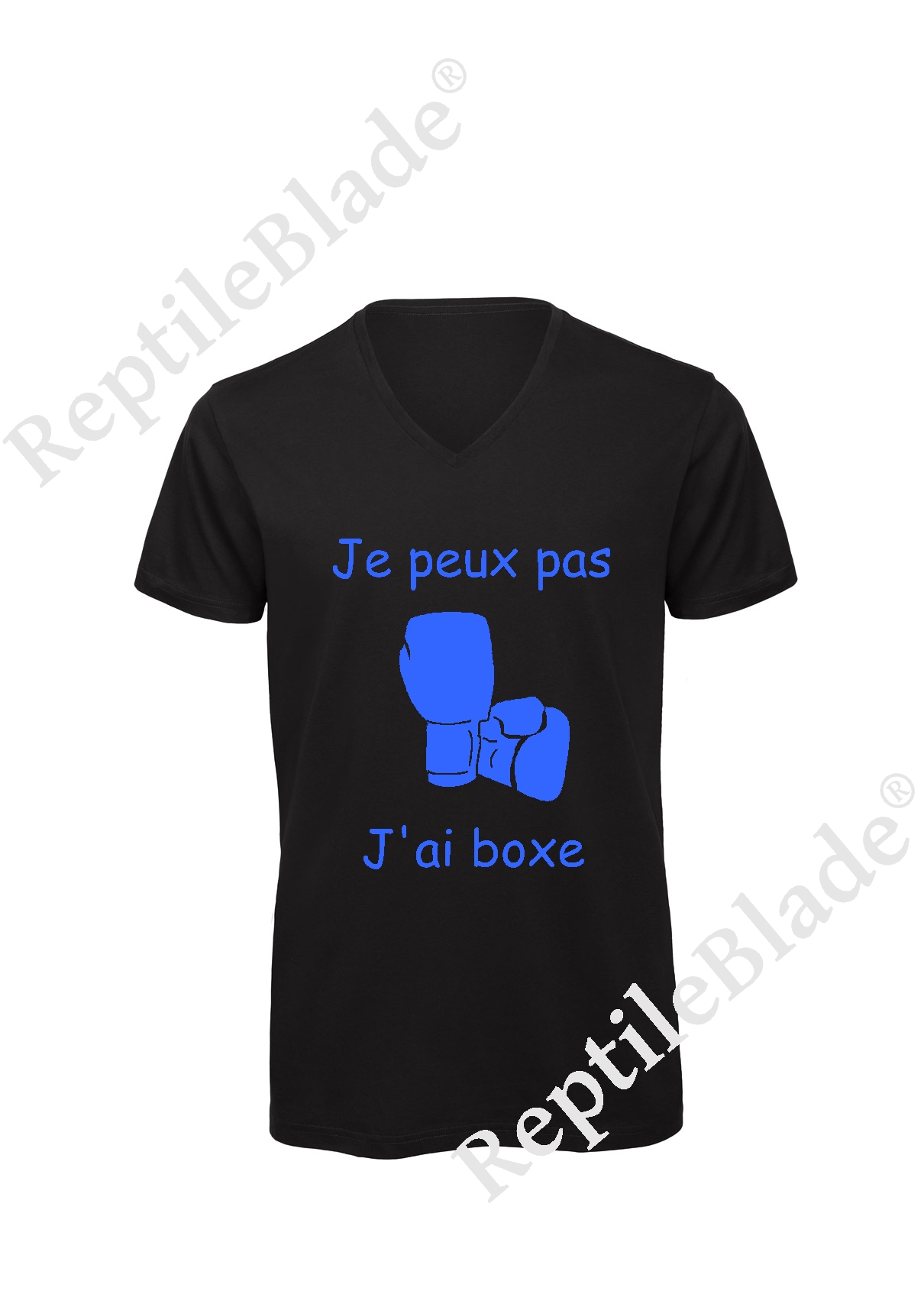 Miniature T-shirt homme col v "Je peux pas j'ai boxe"