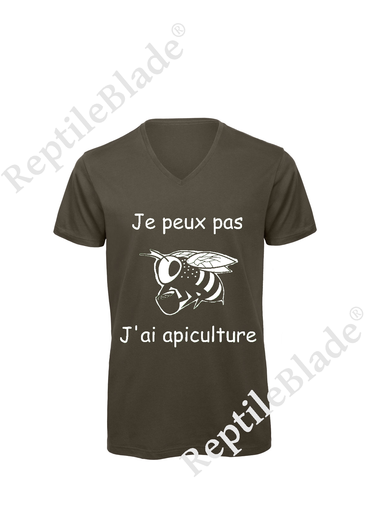 T-shirt homme col v "Je peux pas j'ai apiculture"