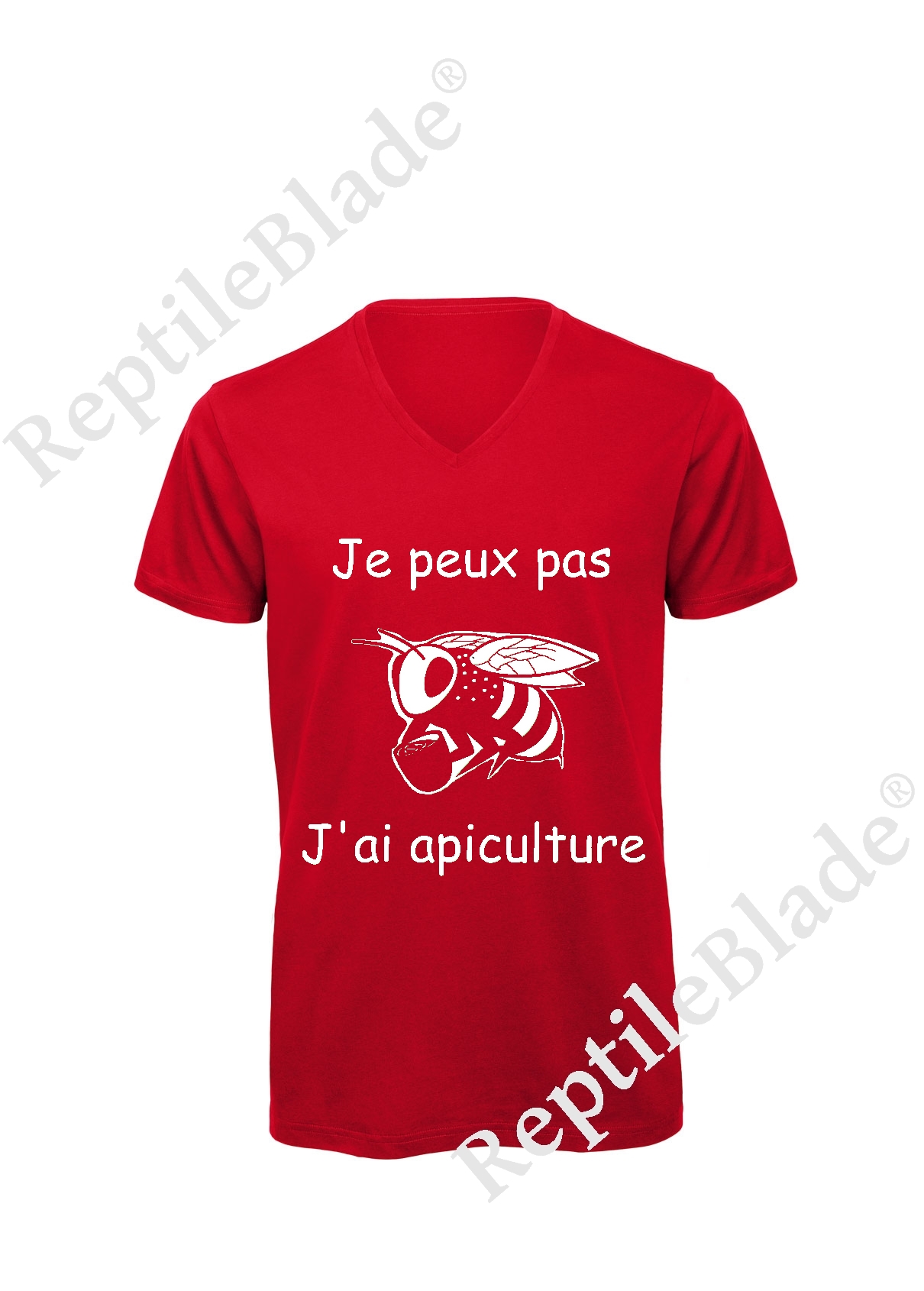 Miniature T-shirt homme col v "Je peux pas j'ai apiculture"