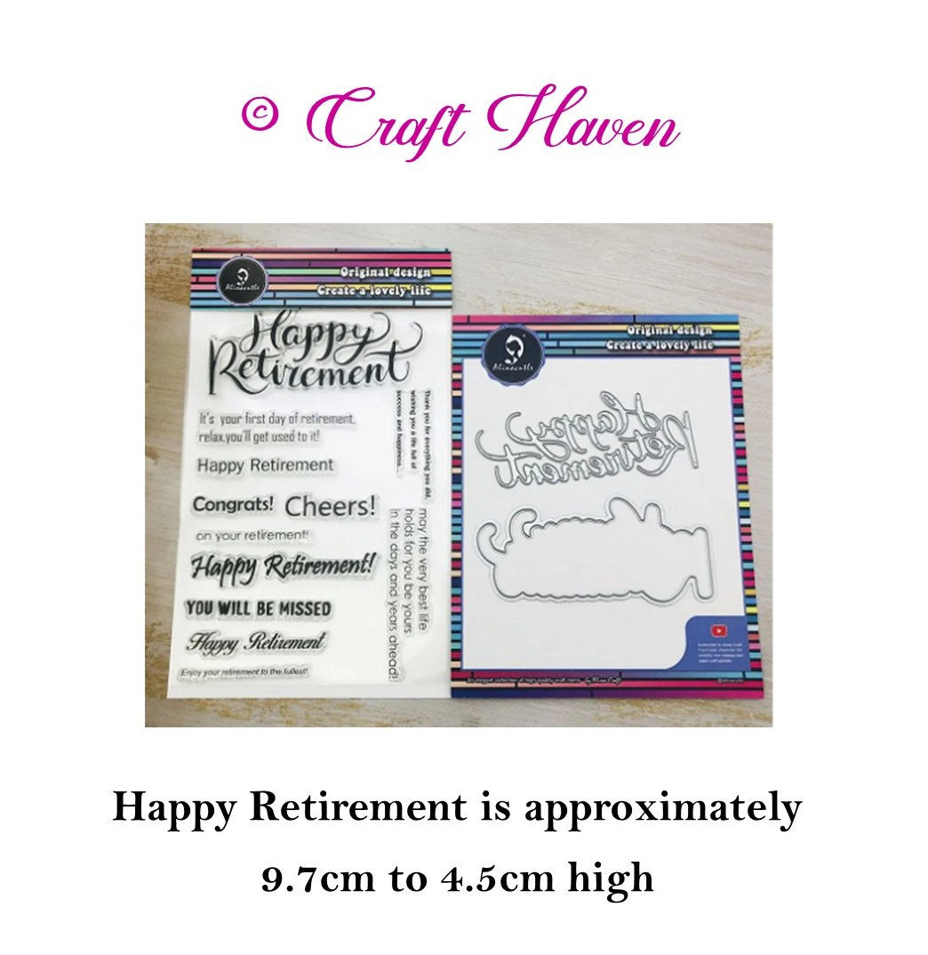 AC: Happy Retirement Metal Cutting Die With You Will Be Missed Stamps