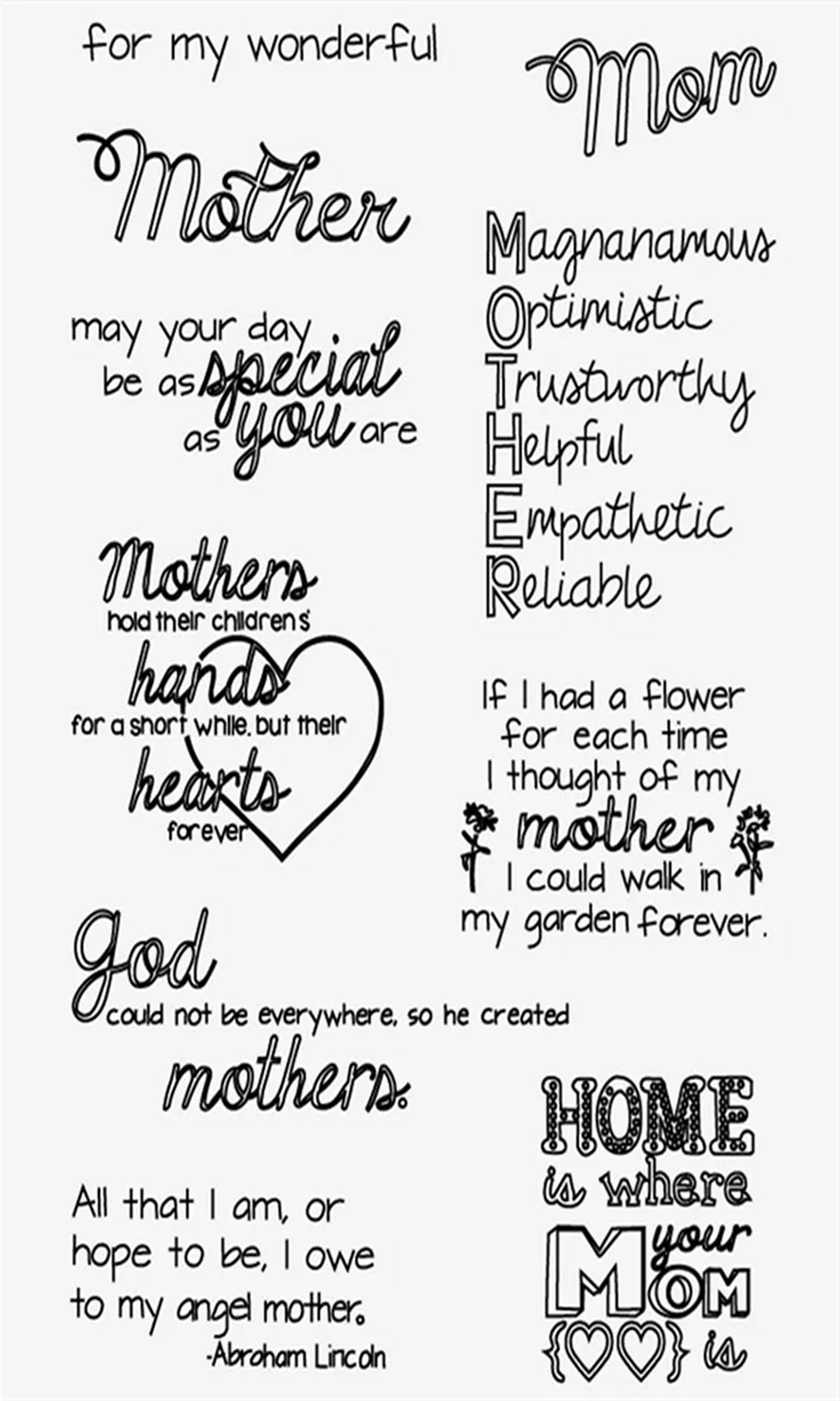 FX: 10 x Special Mother Wonderful Angel Clear Silicone Stamps