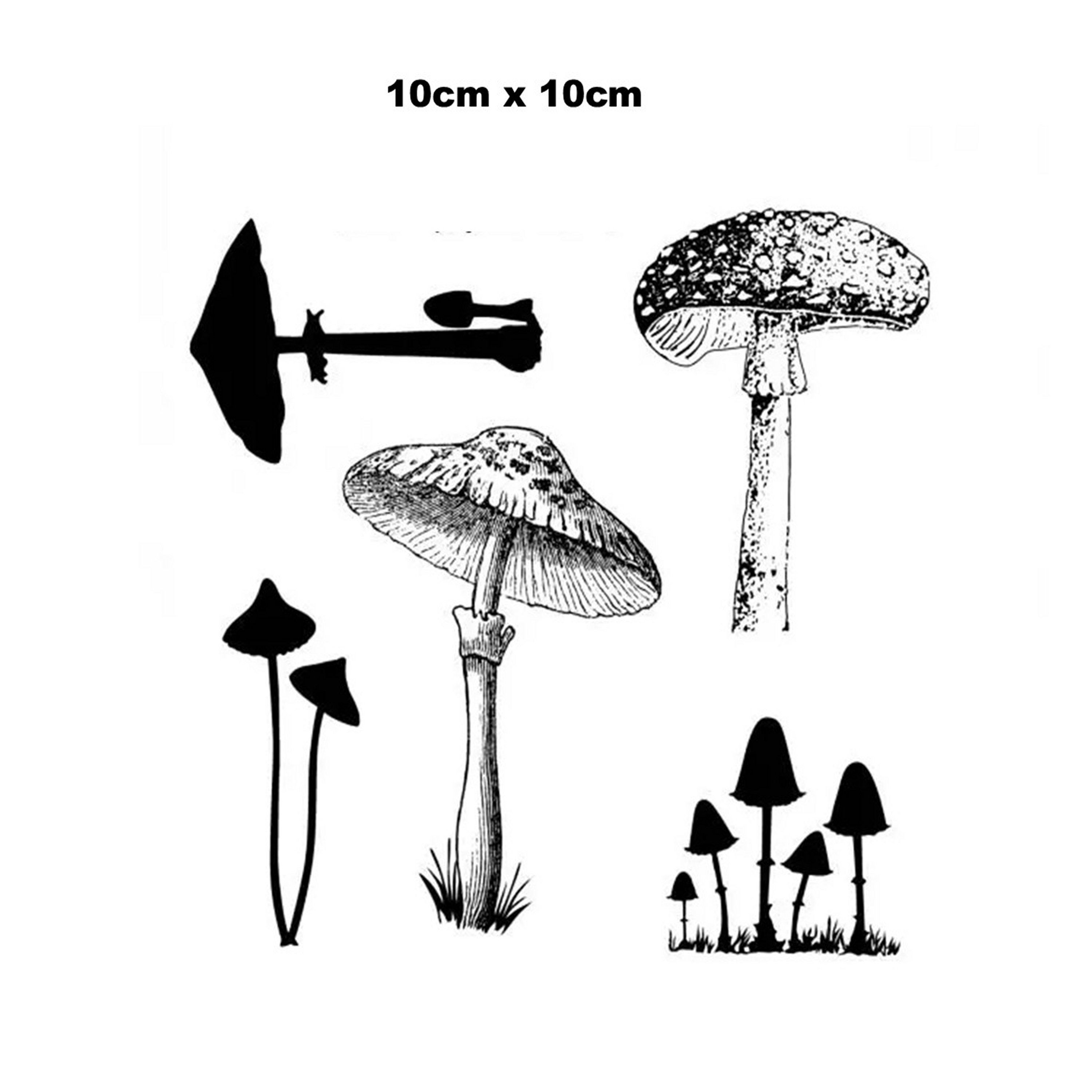 S47: Toadstools Mushrooms Clear Silicone Stamps 10cm x 10cm