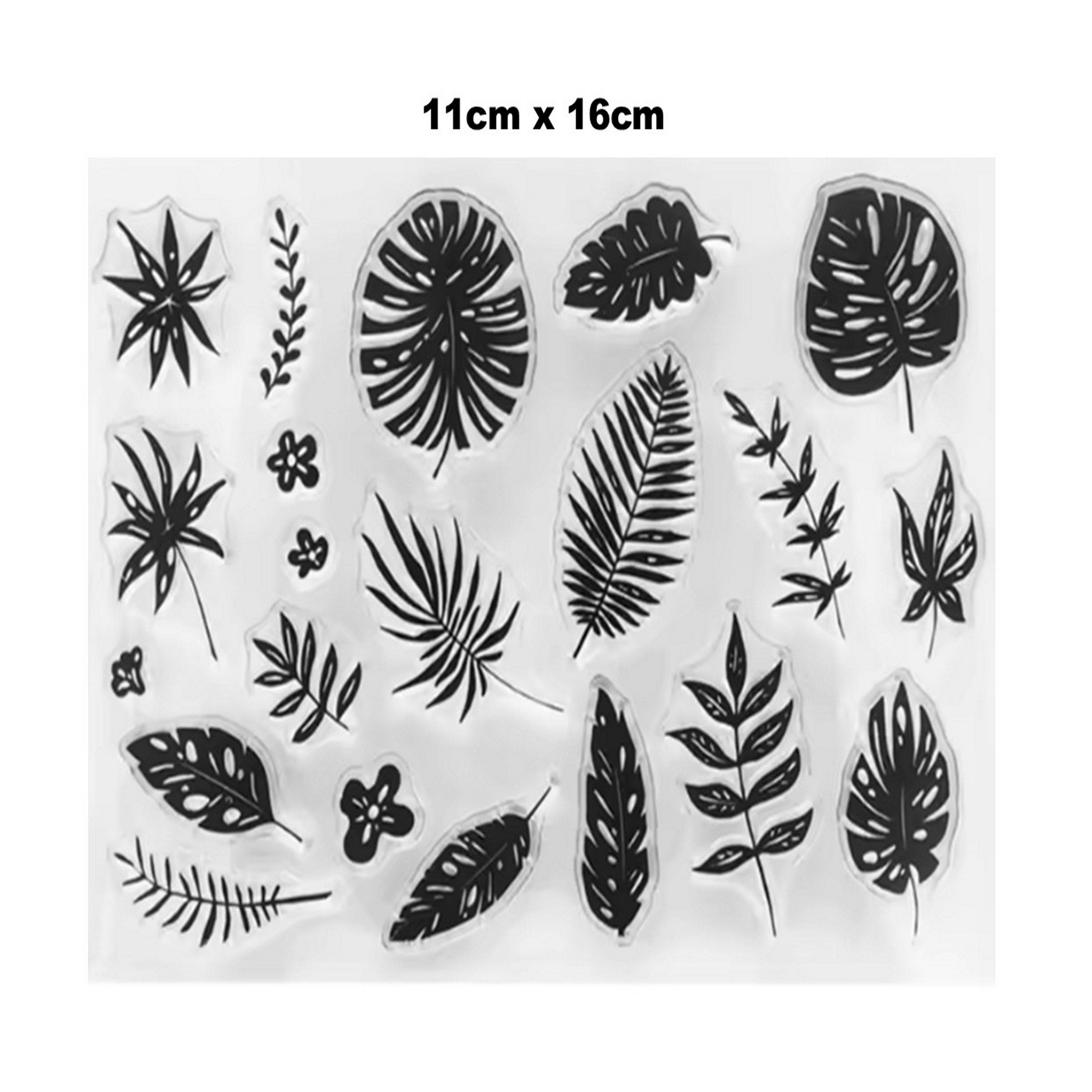 BHS: 21 Small Leaves and Flowers Clear Silicone Stamps 11cm x 16cm