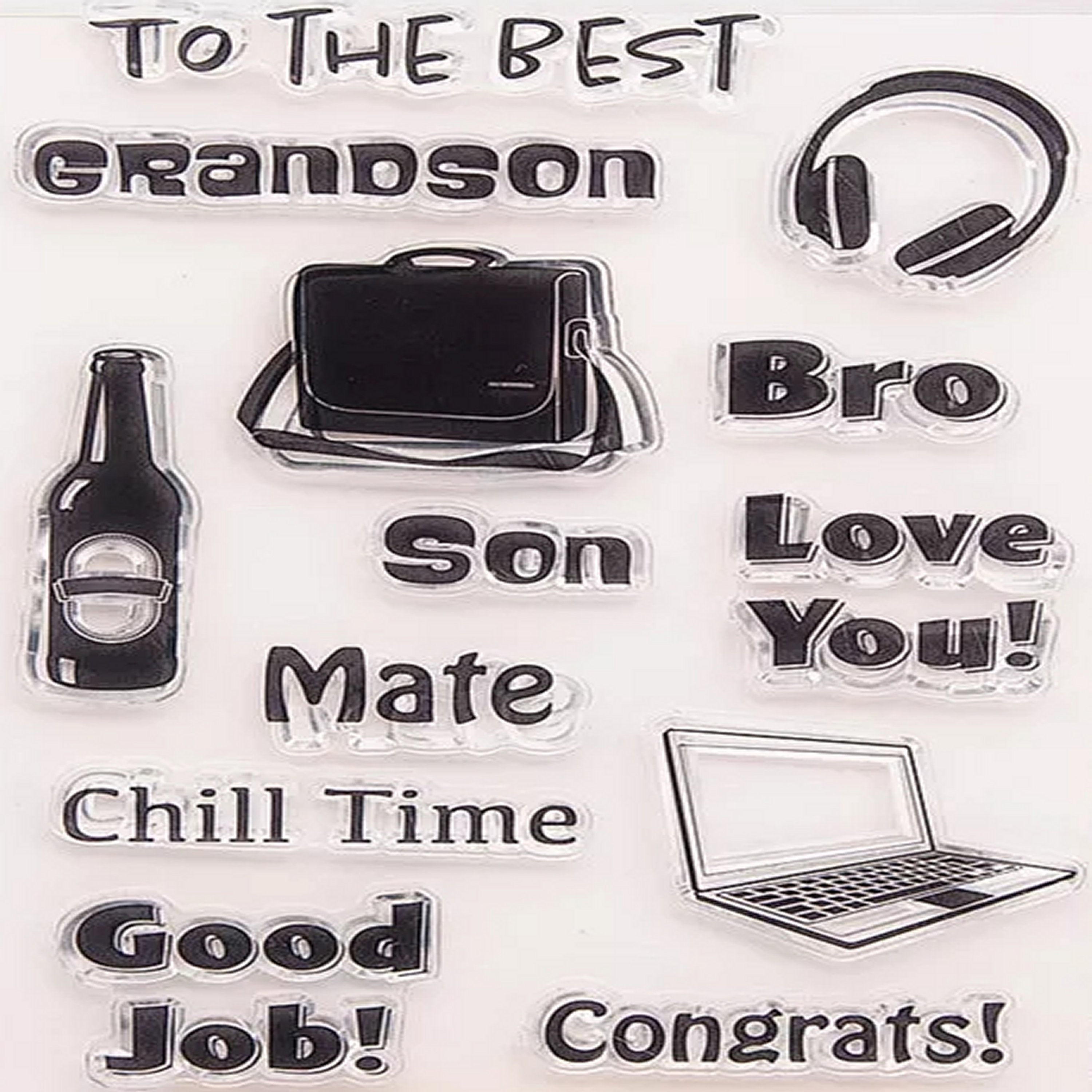 SS: Grandson Son Mate Congrats Love You Clear Silicone Stamps 11cmx16cm