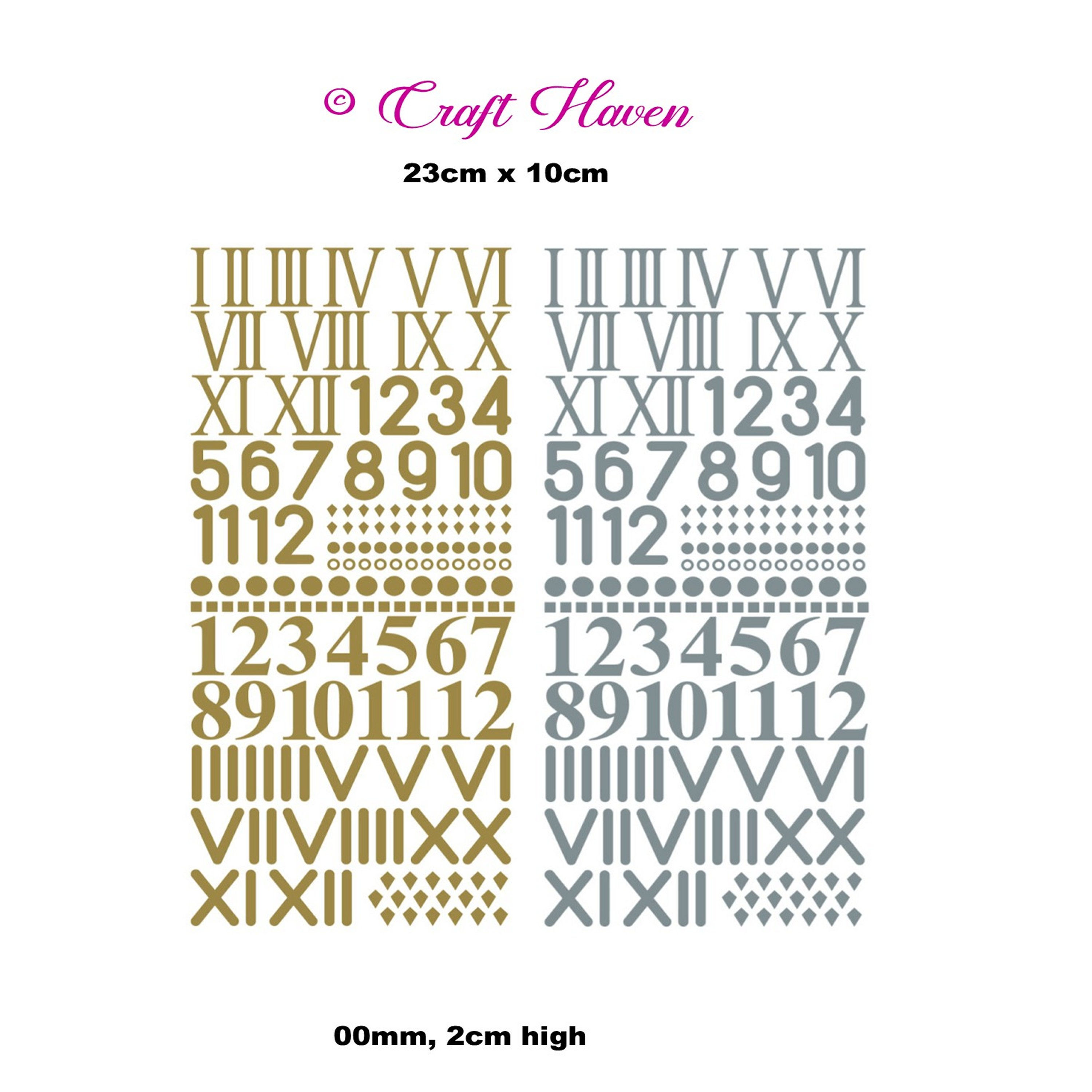 JT: 1.7cm High Roman Numerals Number Peel Off Stickers