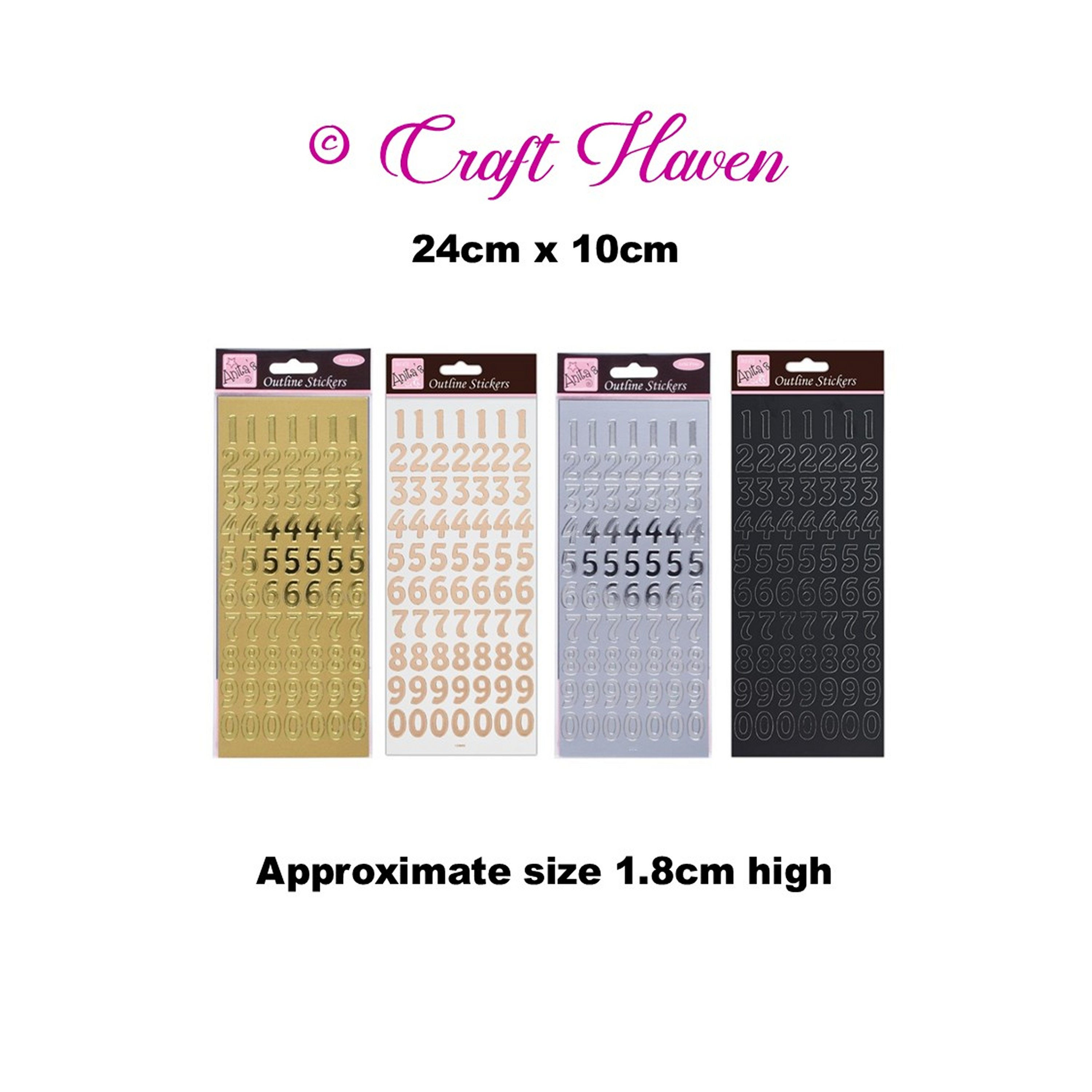 Anita's 1.8mm Large Modern Number Peel Off Stickers